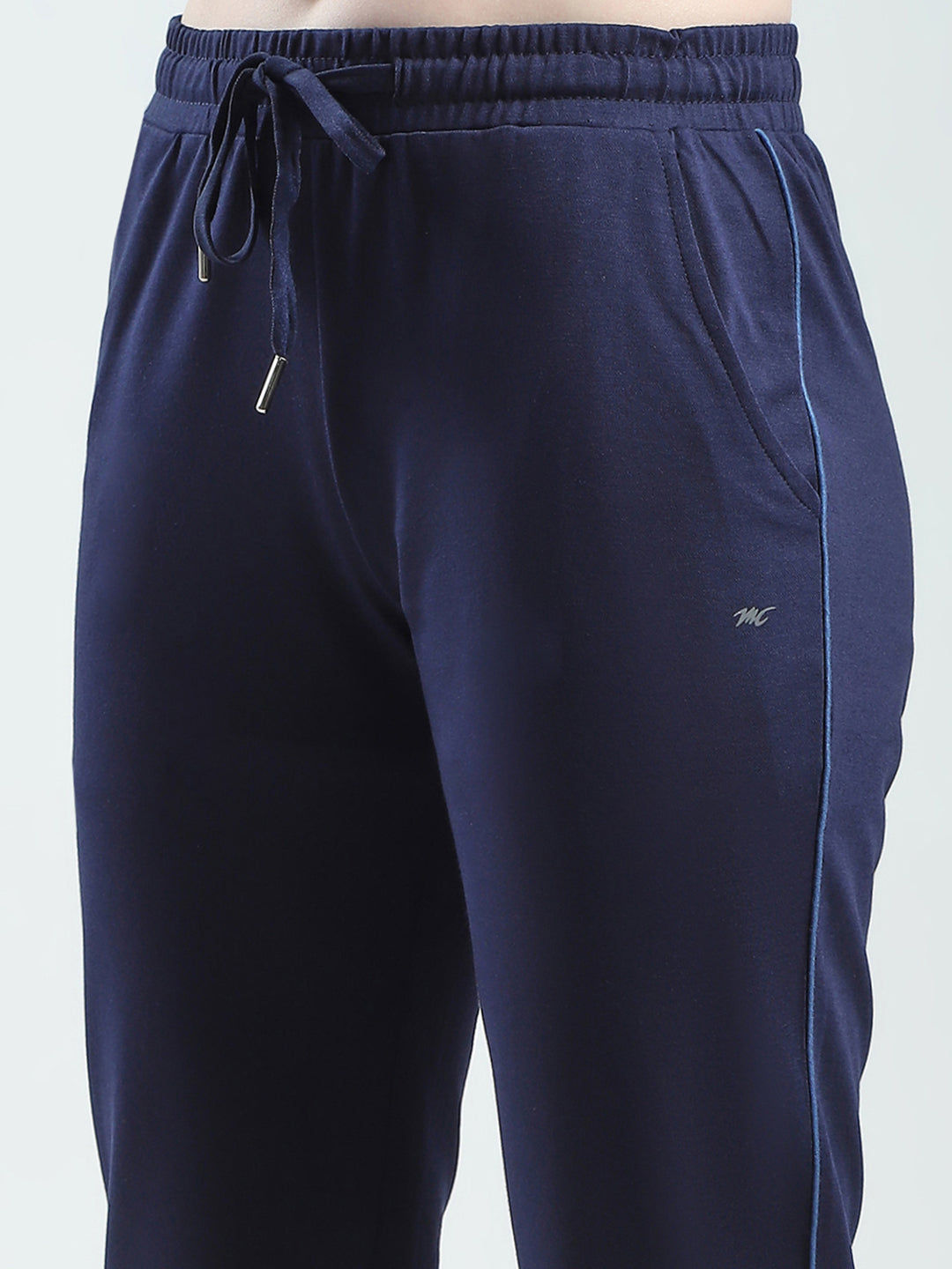 Women Navy Blue Solid Regular Fit Lower