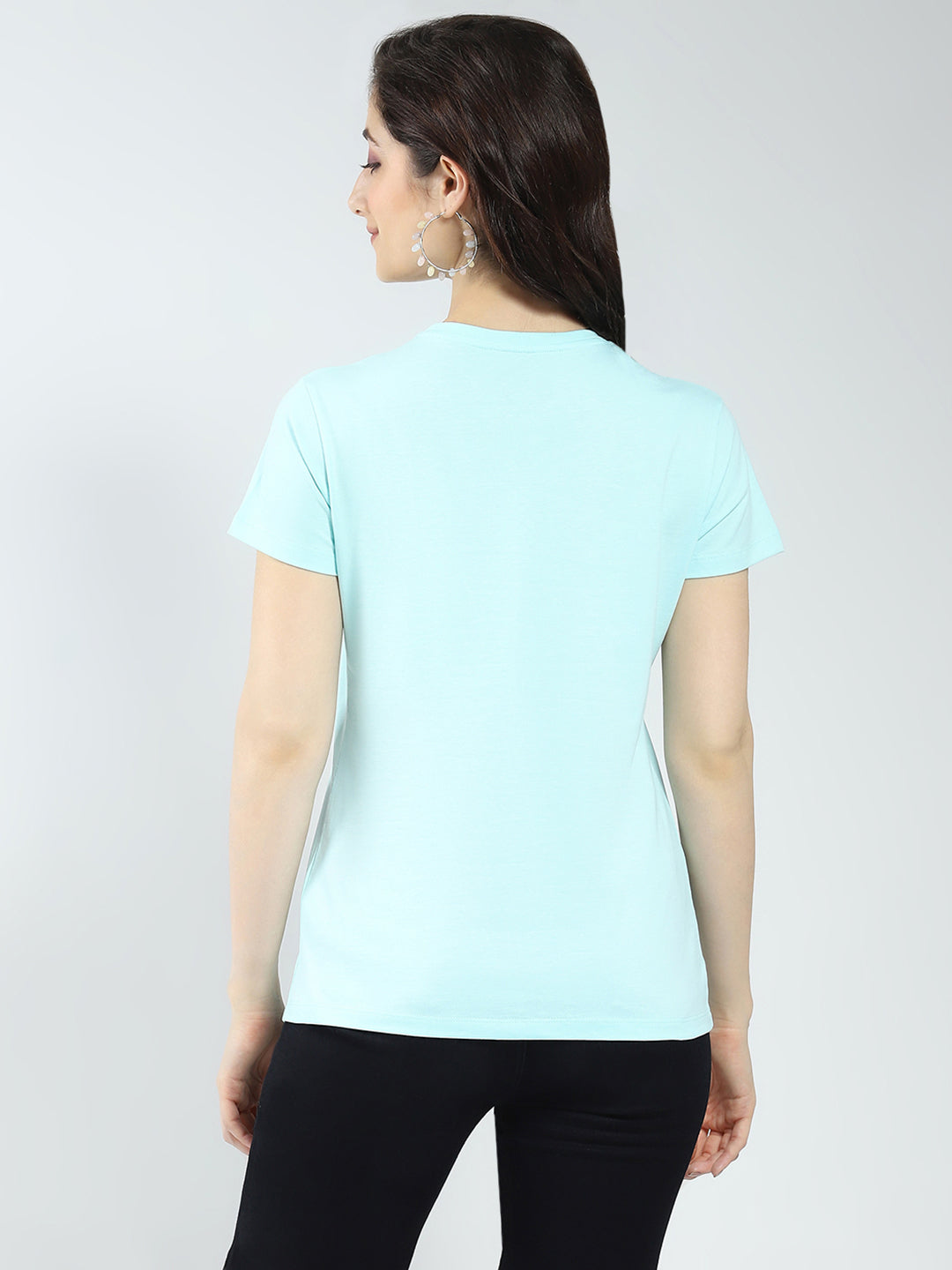 Women Blue & Purple Printed Round Neck Half Sleeve Top 2Pc Set