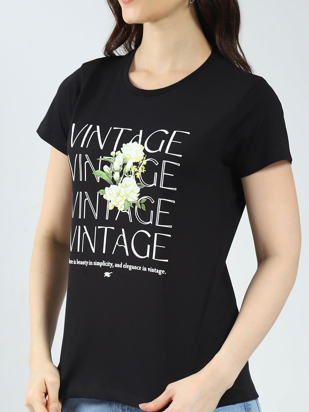 Women Black & Red Printed Round Neck Half Sleeve Top 2Pc Set