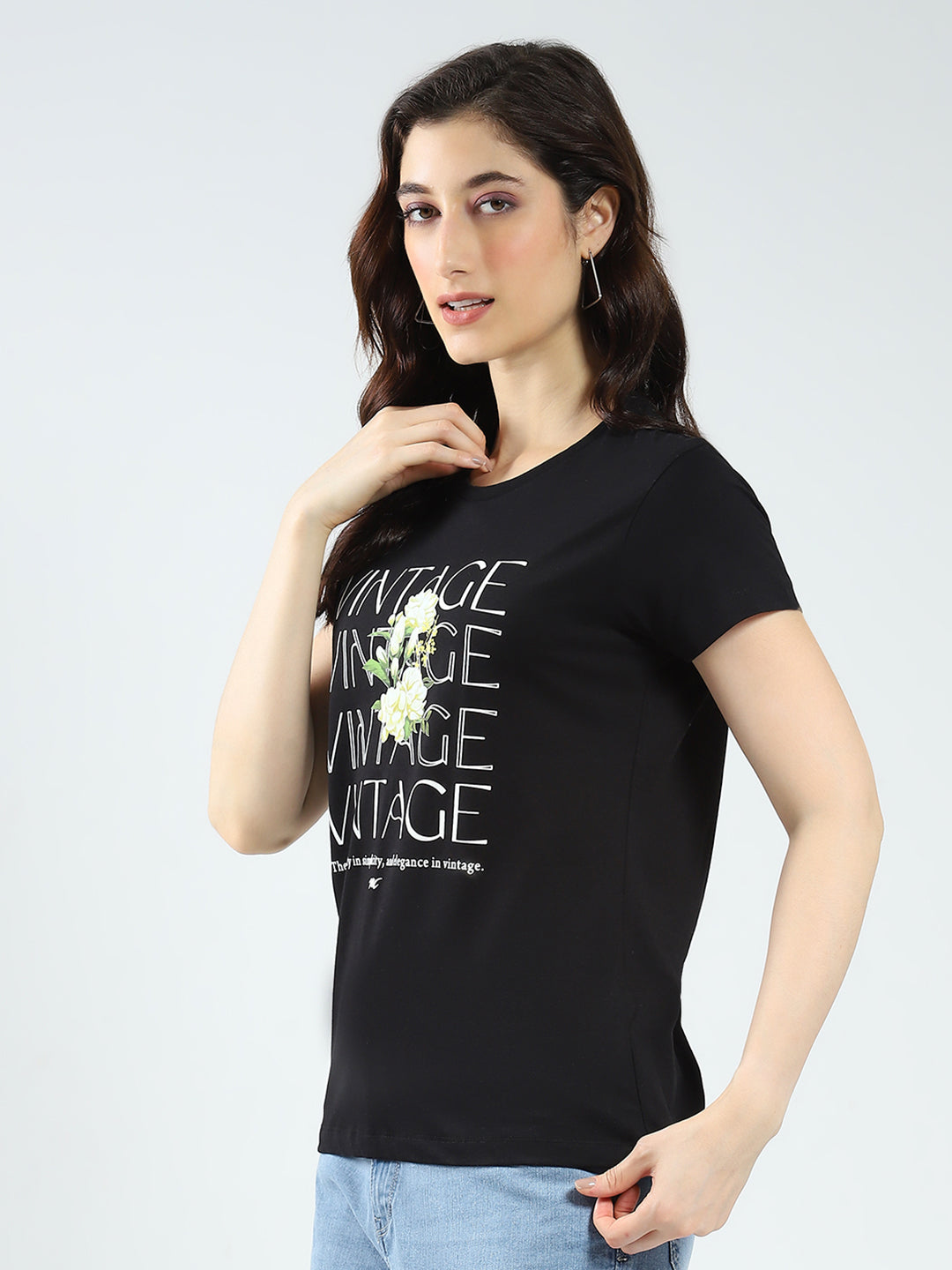 Women Black & Red Printed Round Neck Half Sleeve Top 2Pc Set