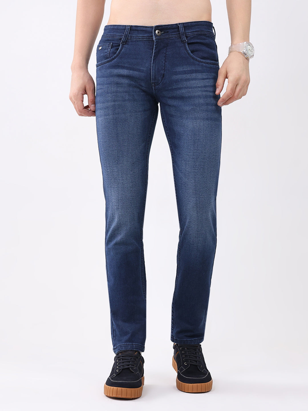 Men Blue Solid Skinny Fit Denim