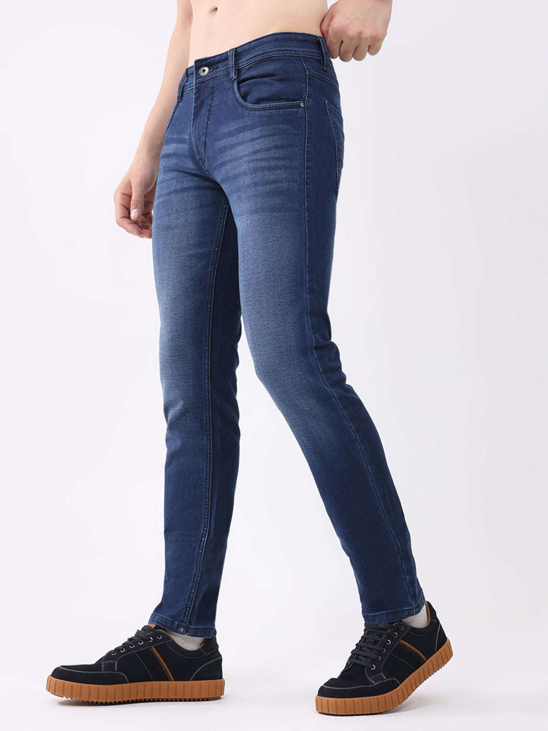 Men Blue Solid Skinny Fit Denim