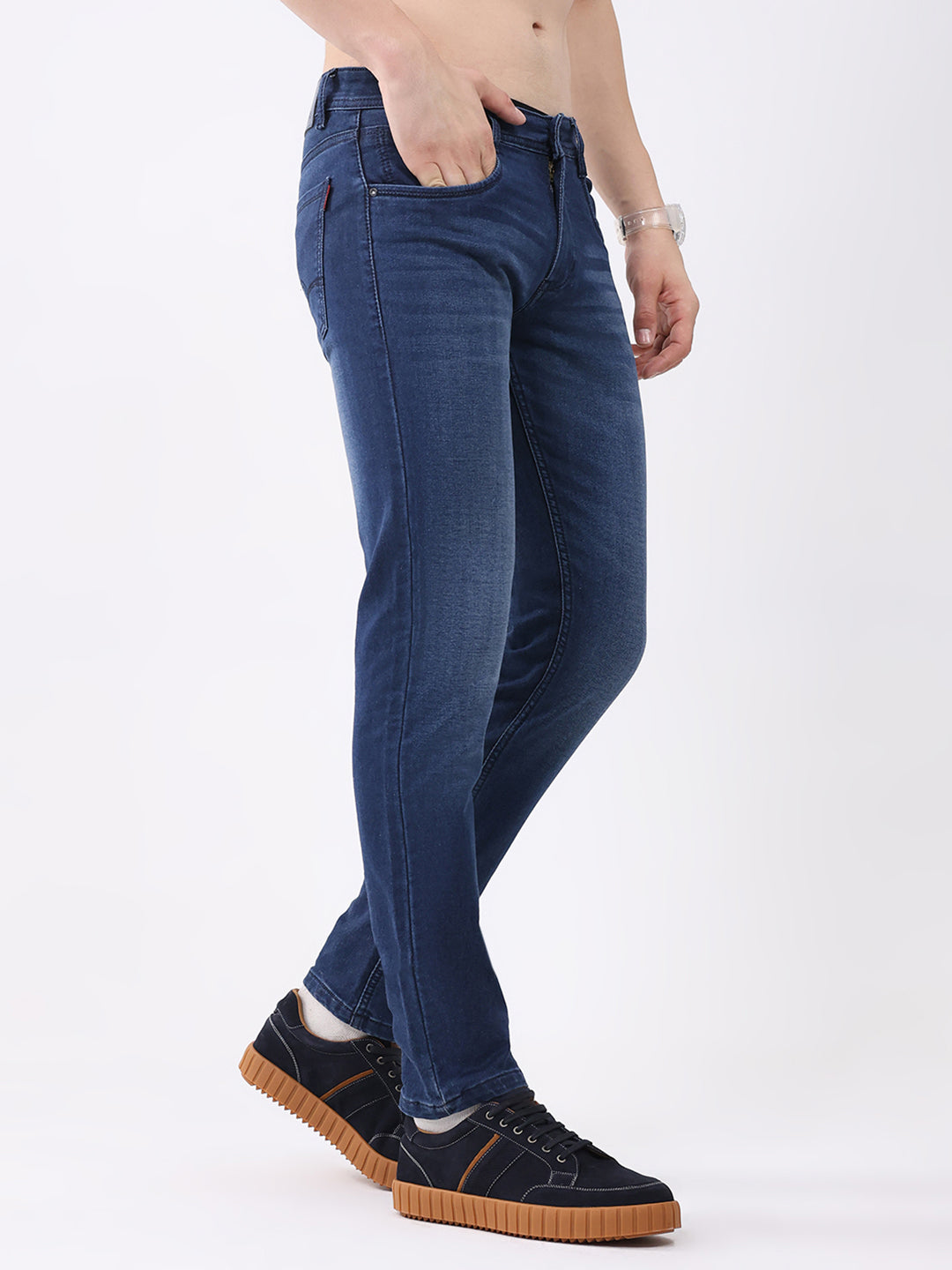 Men Blue Solid Skinny Fit Denim