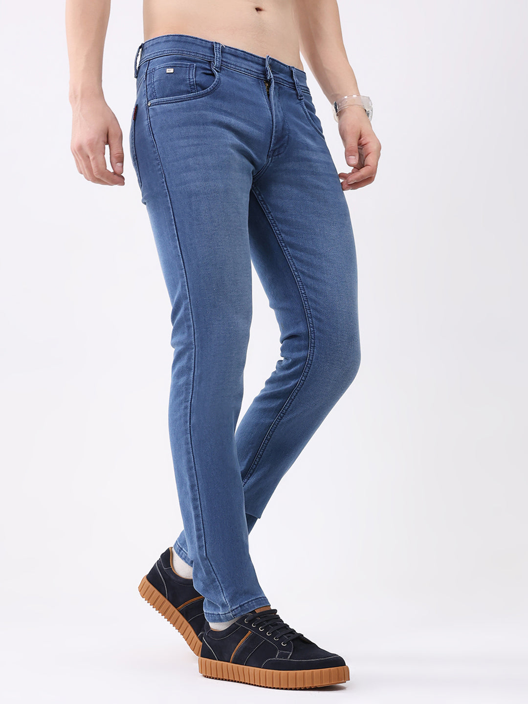 Men Blue Solid Skinny Fit Denim