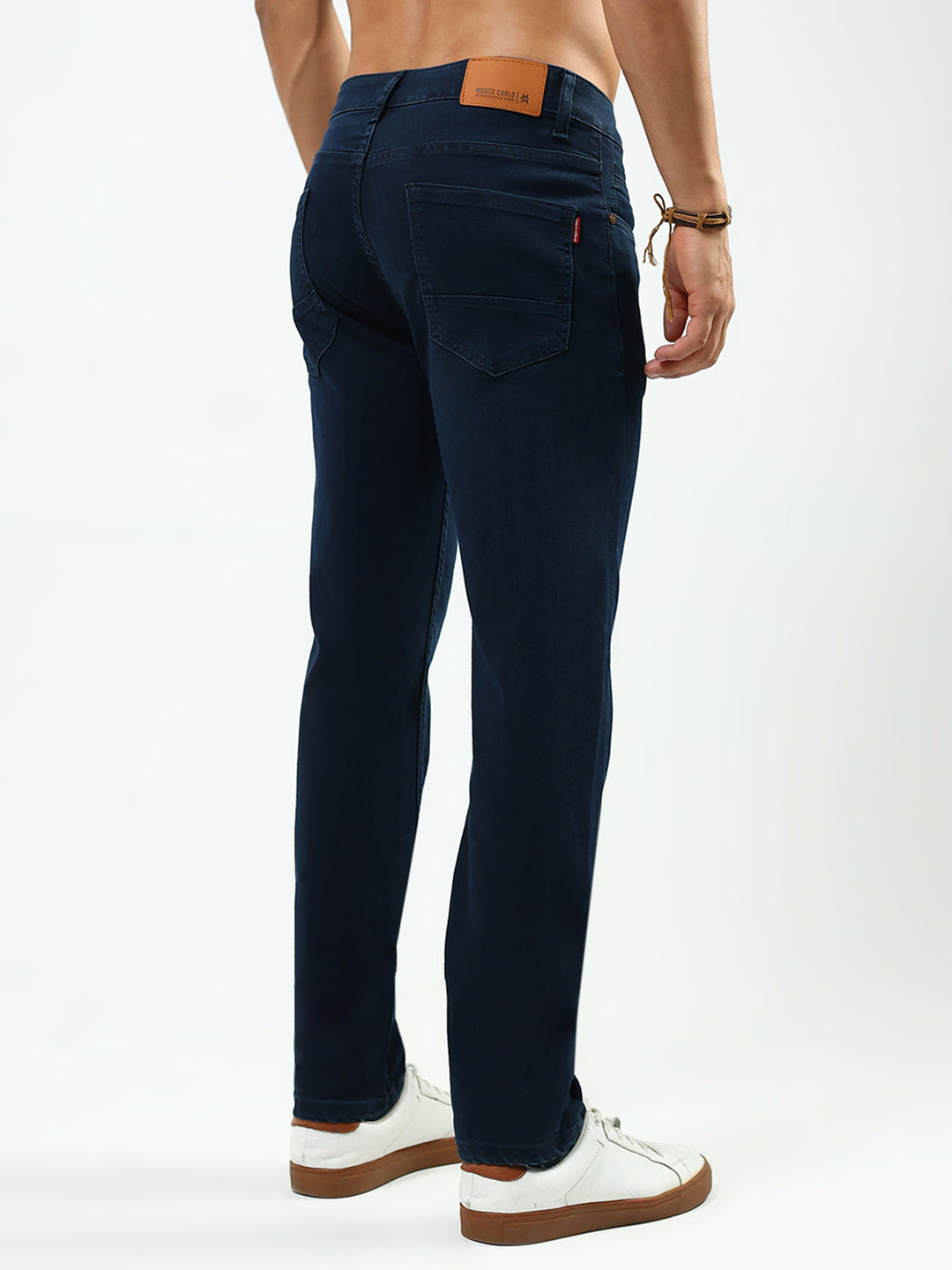 Men Blue Solid Narrow Fit Denim