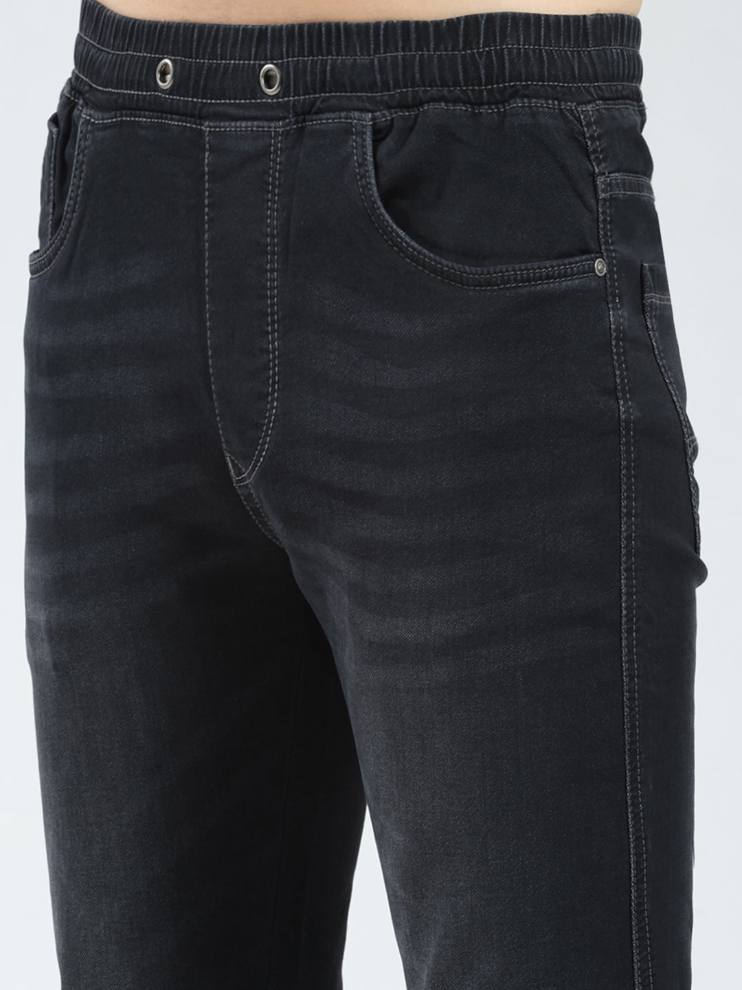 Men Black Solid Slim Fit Denim
