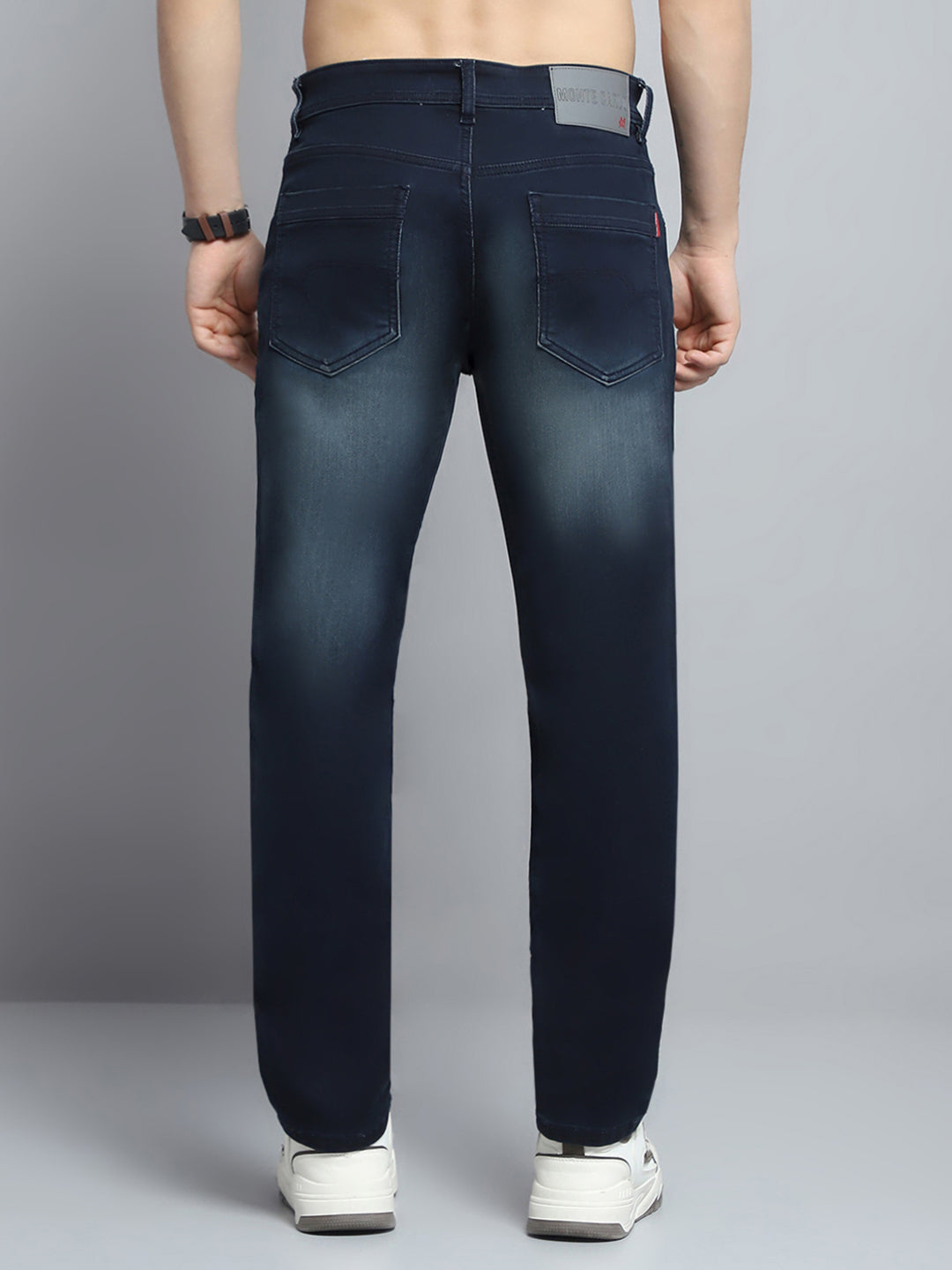 Men Blue Solid Straight Fit Denim