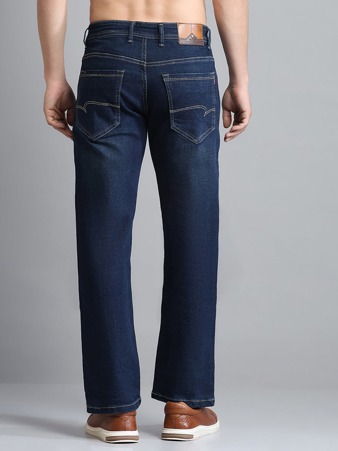 Men Blue Solid Bootcut Denim