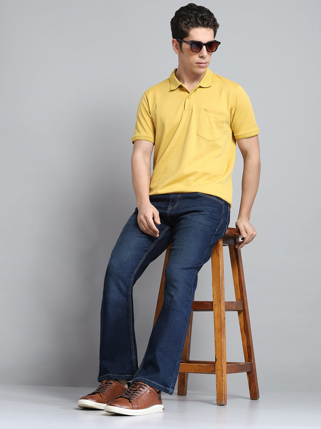 Men Blue Solid Bootcut Denim