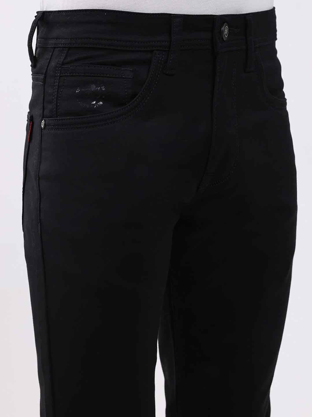 Men Black Solid Narrow Fit Denim