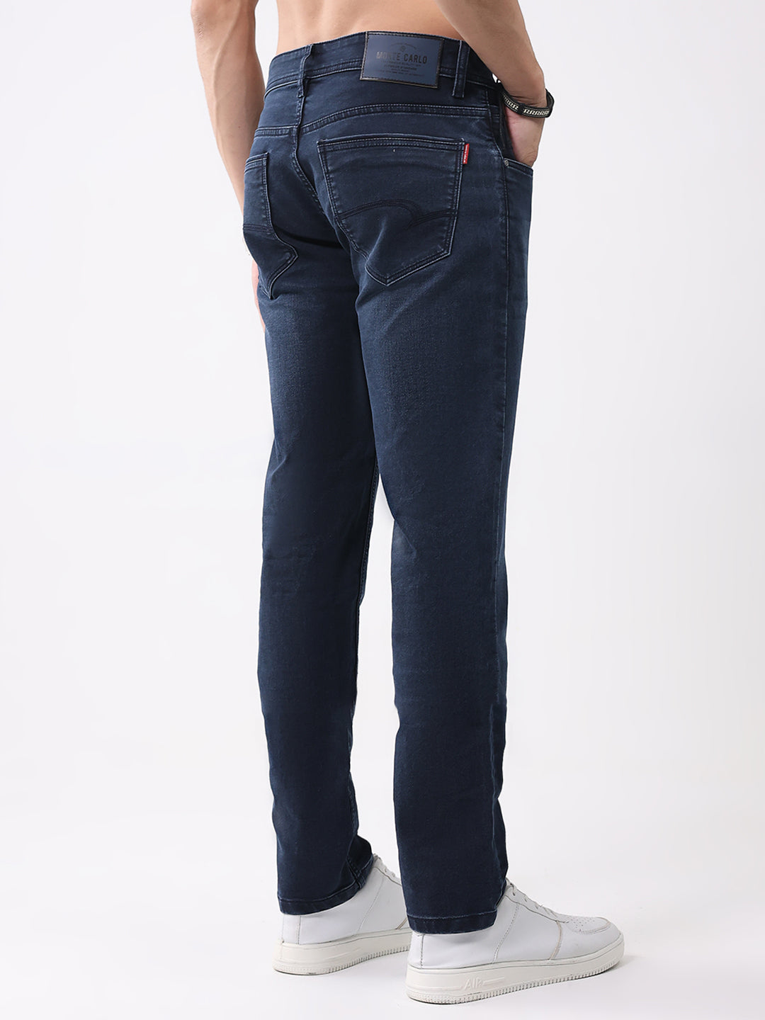 Men Blue Solid Narrow Fit Denim