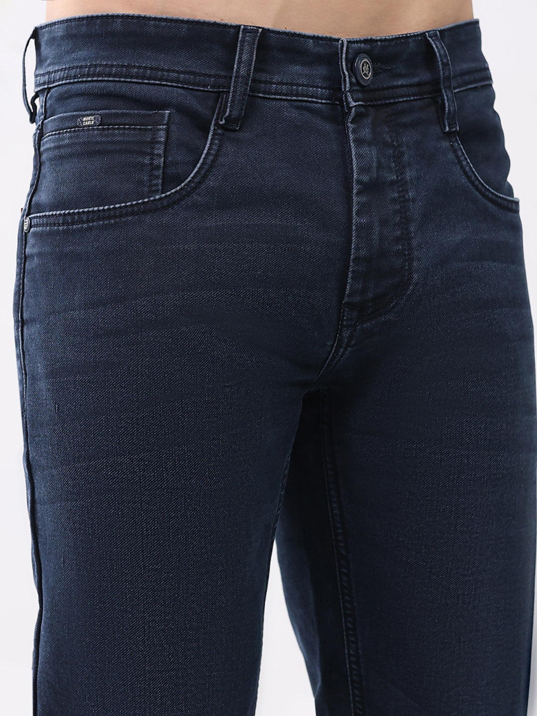 Men Blue Solid Narrow Fit Denim