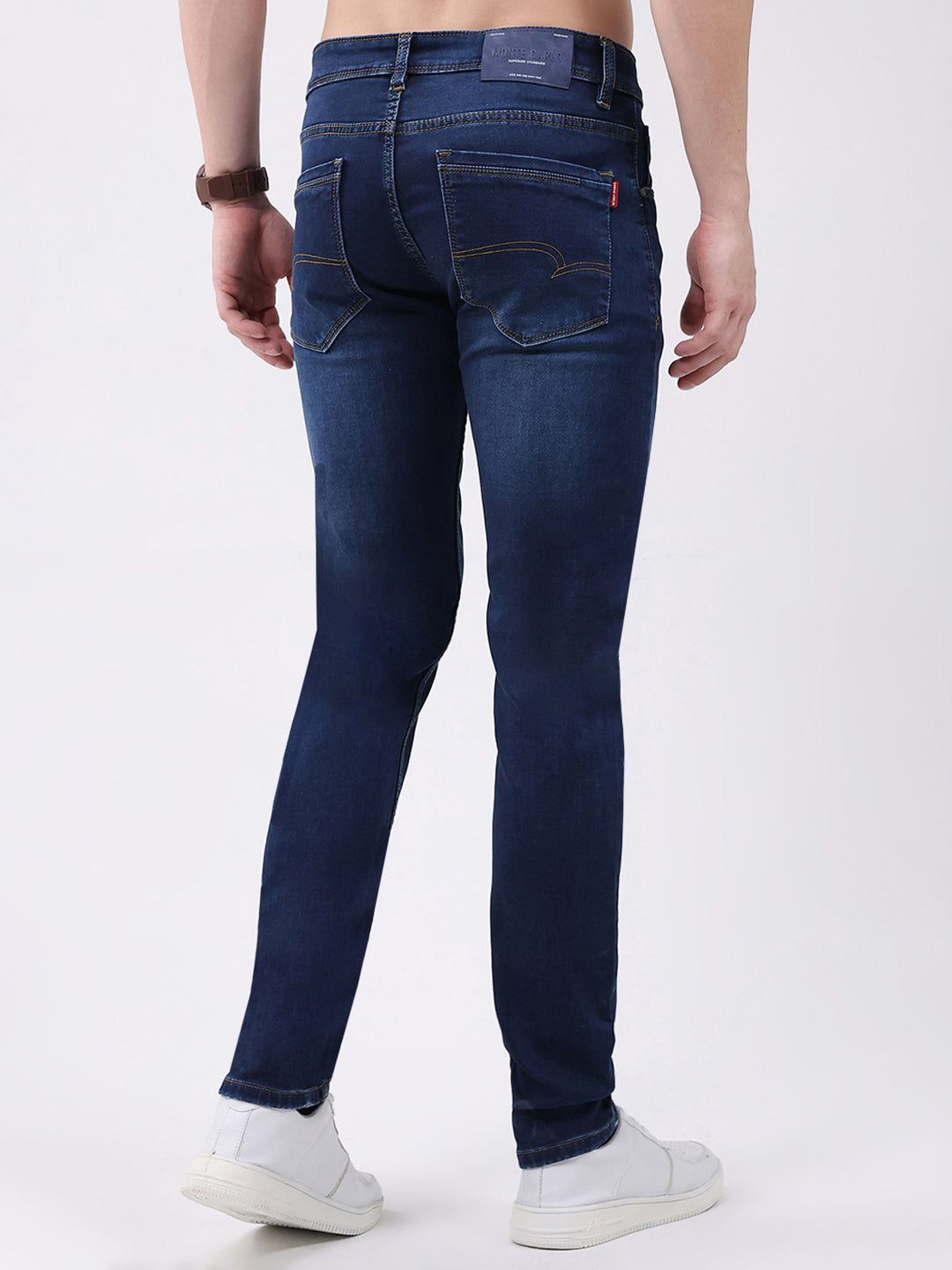Men Blue Solid Skinny Fit Denim