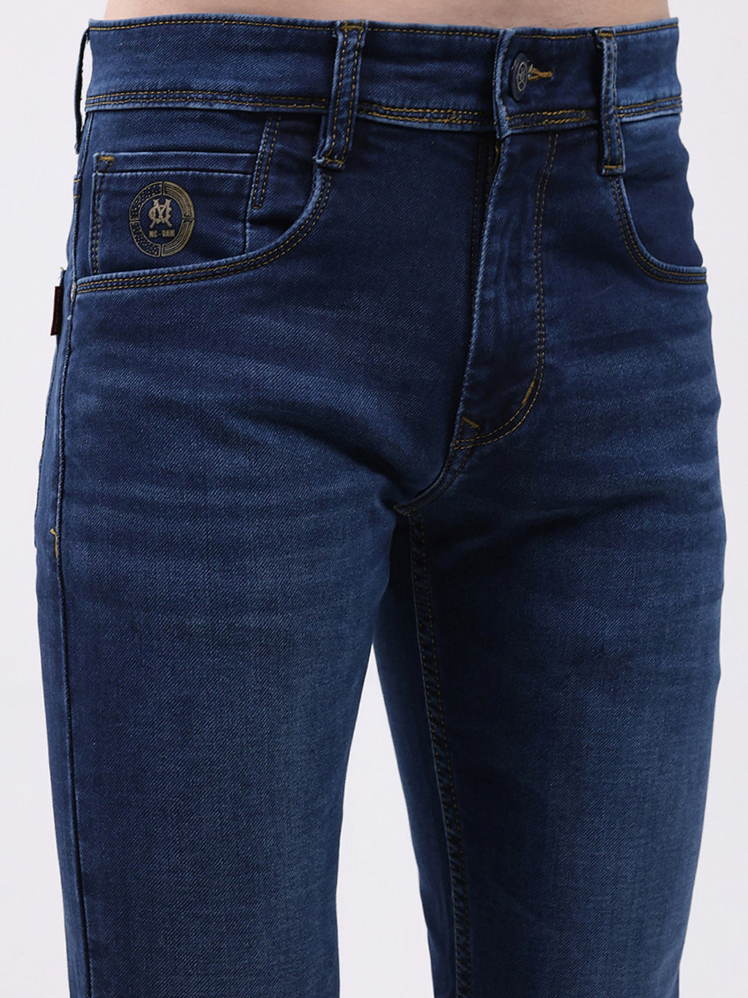 Men Blue Solid Skinny Fit Denim