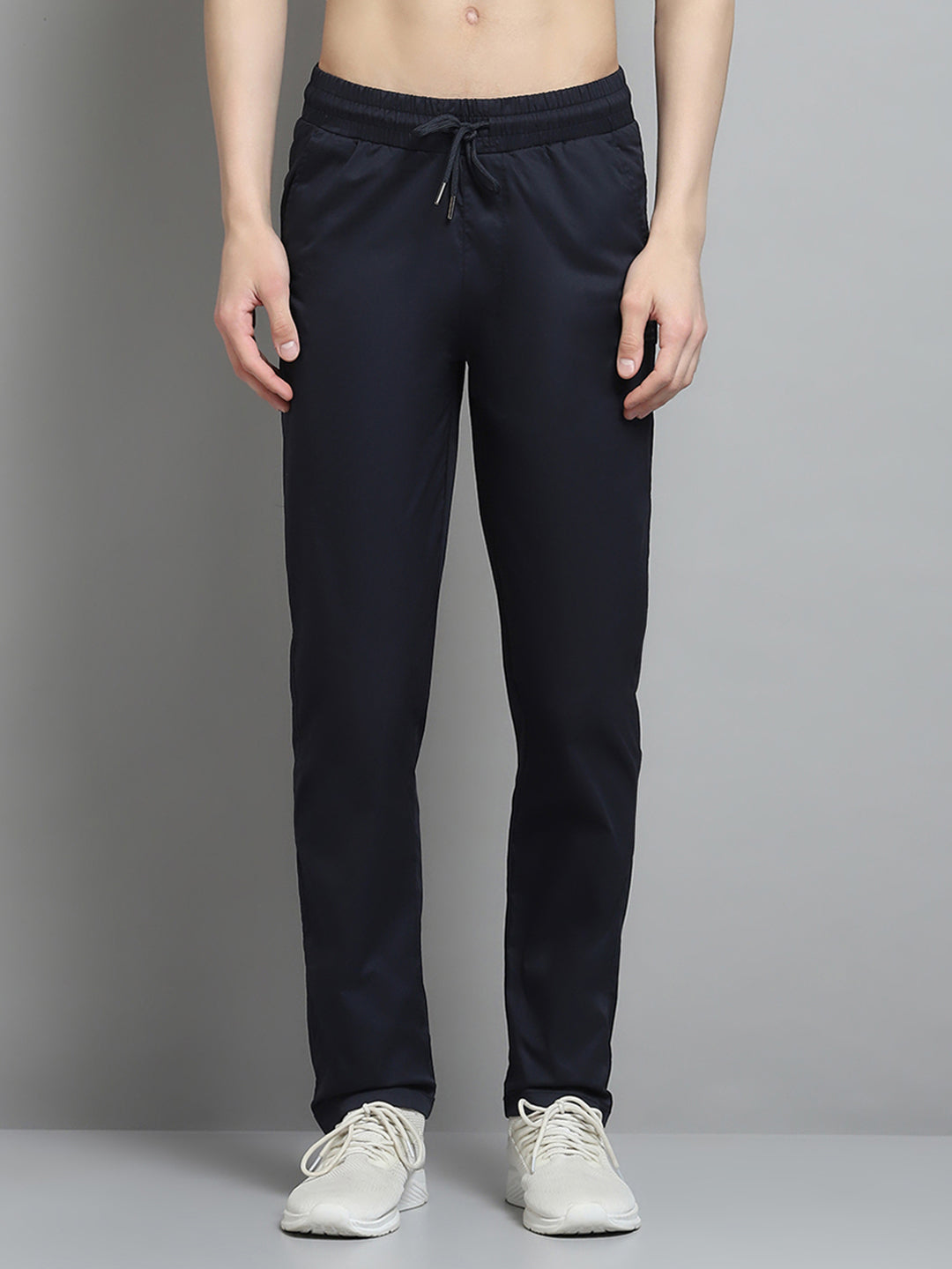 Men Navy Blue Solid Regular Fit Lower