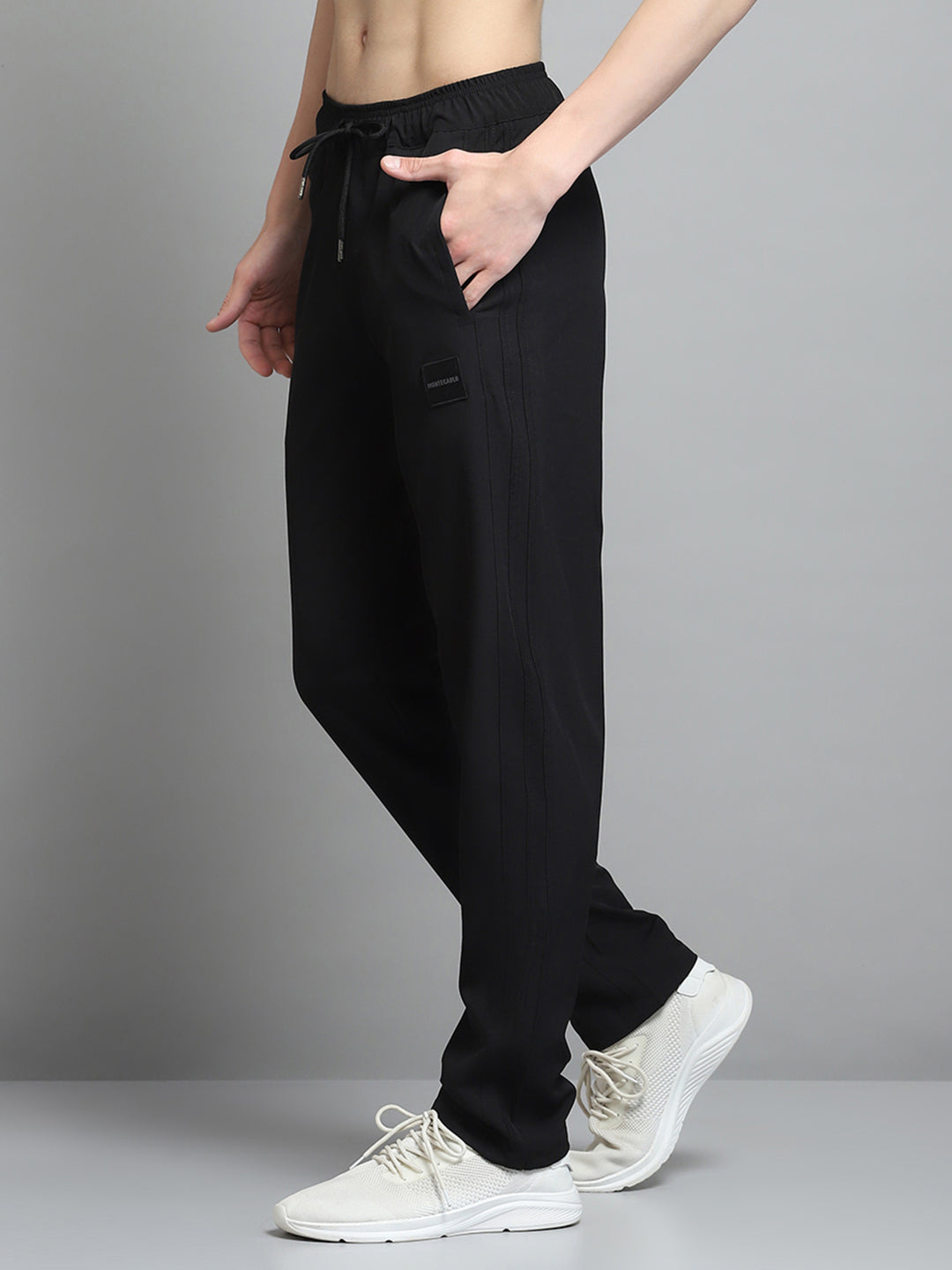 Men Black Solid Regular Fit Lower