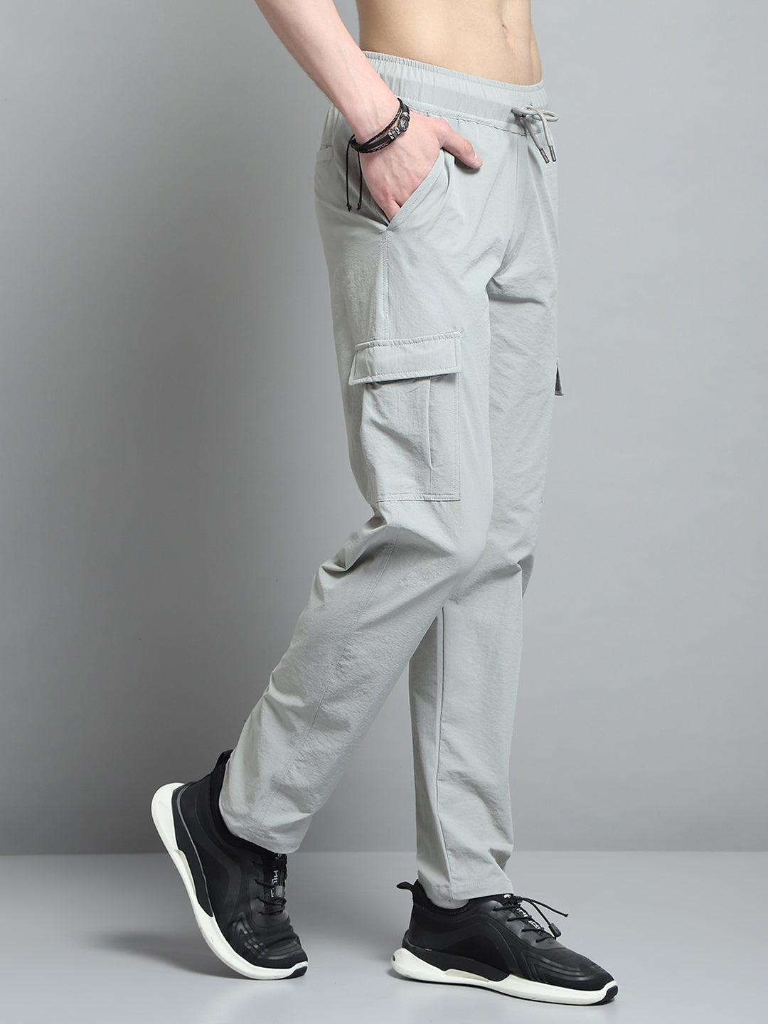 Men Grey Solid Regular Fit Lower