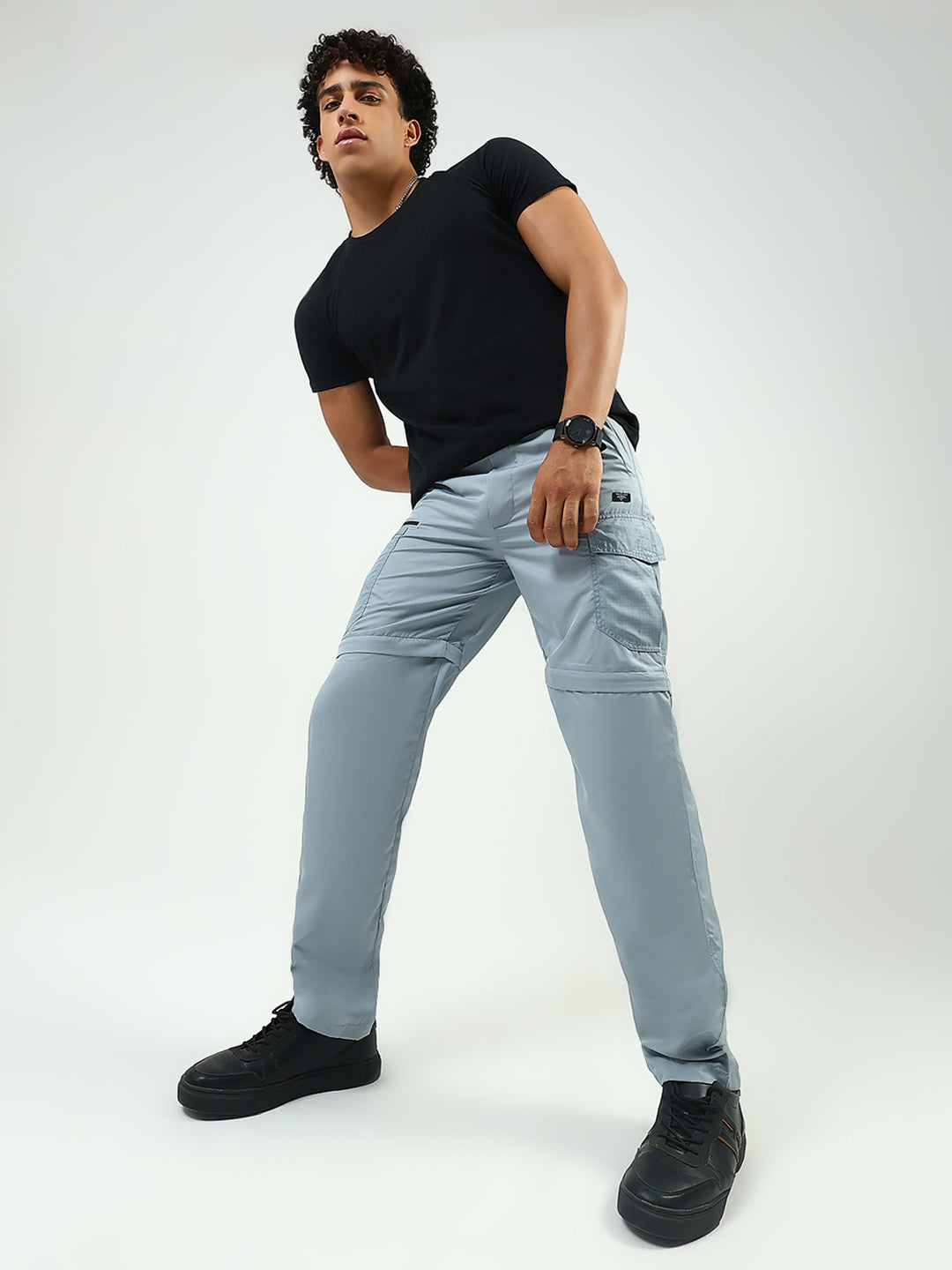 Men Grey Solid Regular Fit Lower