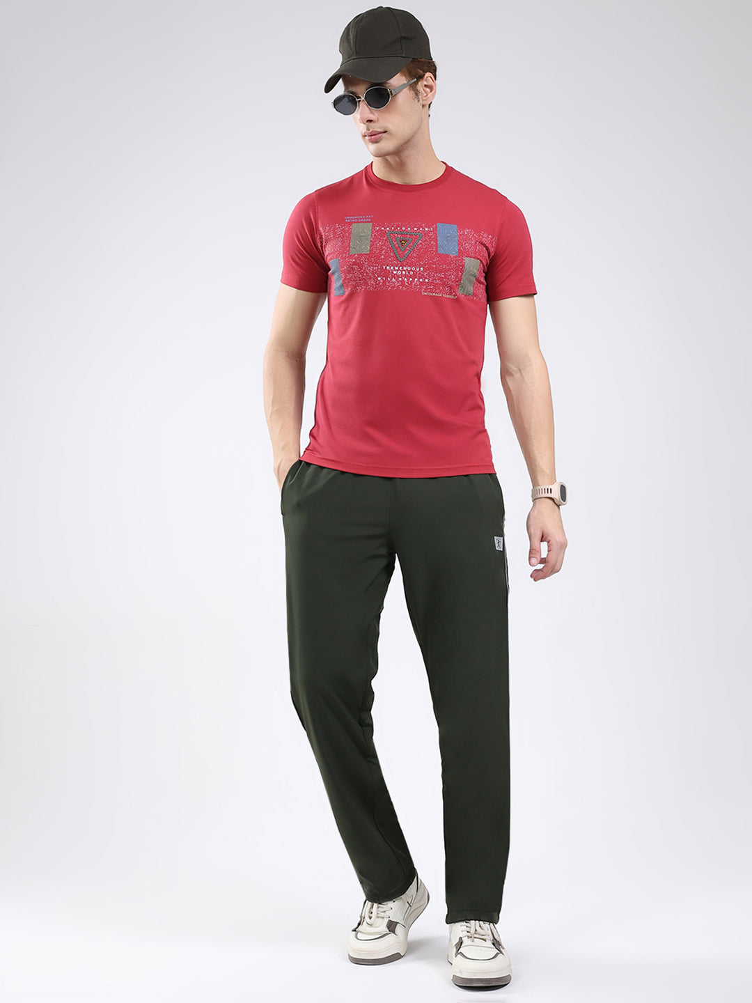 Men Olive Solid Regular Fit Winter Lower