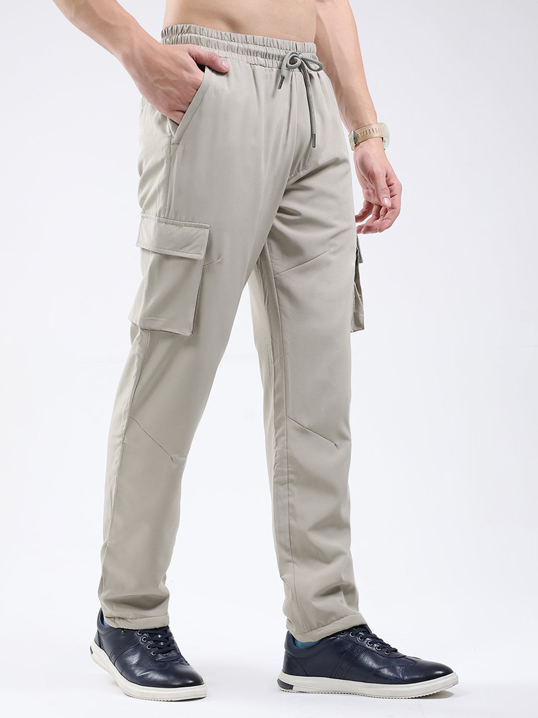 Men Beige Solid Regular Fit Winter Lower