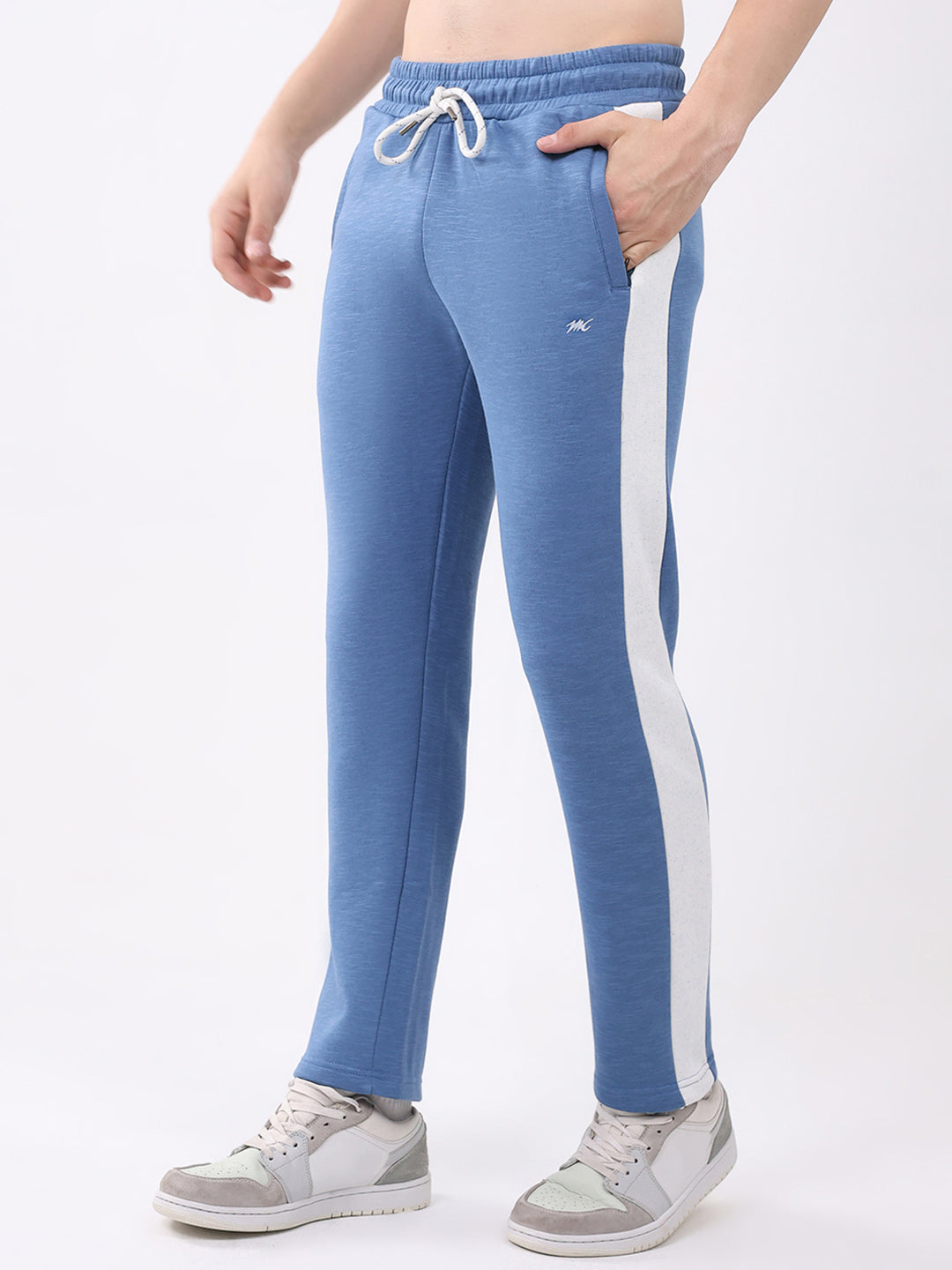 Men Blue Printed Collar Full Sleeve Winter Tracksuit