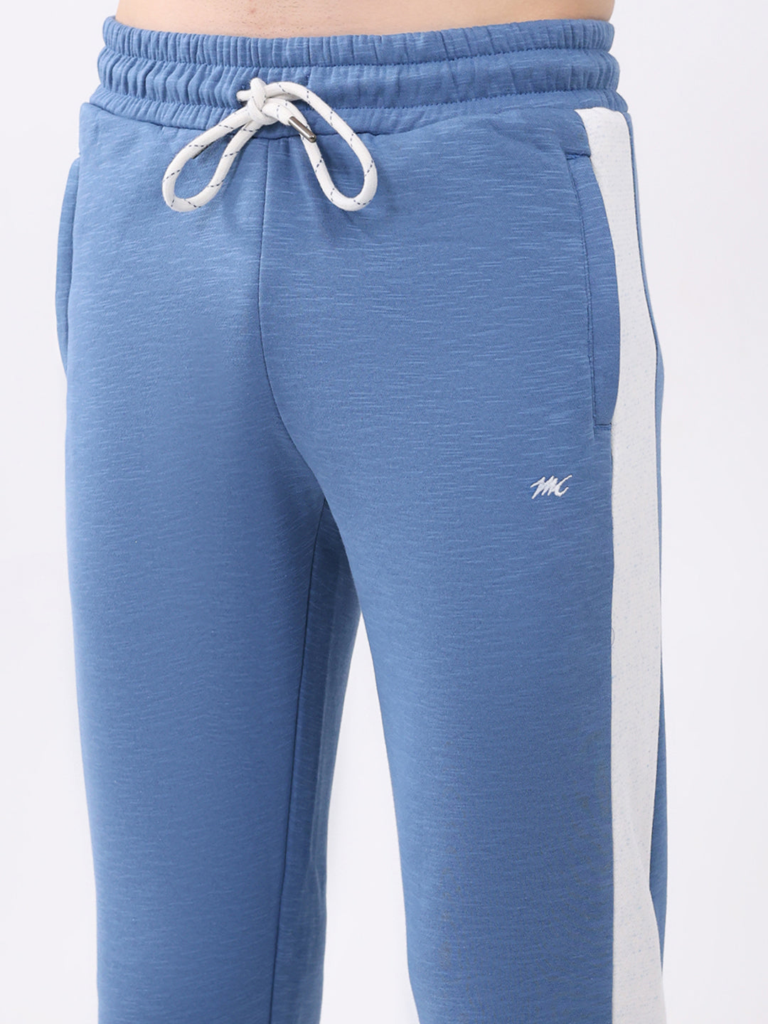 Men Blue Printed Collar Full Sleeve Winter Tracksuit