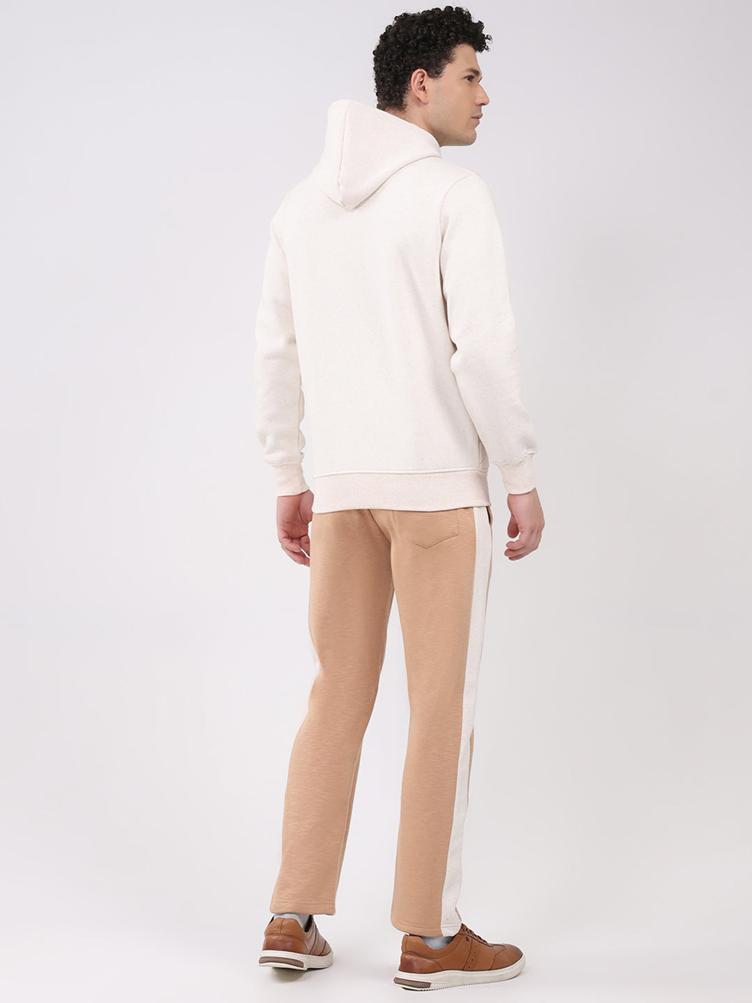 Men Brown Printed Collar Full Sleeve Winter Tracksuit