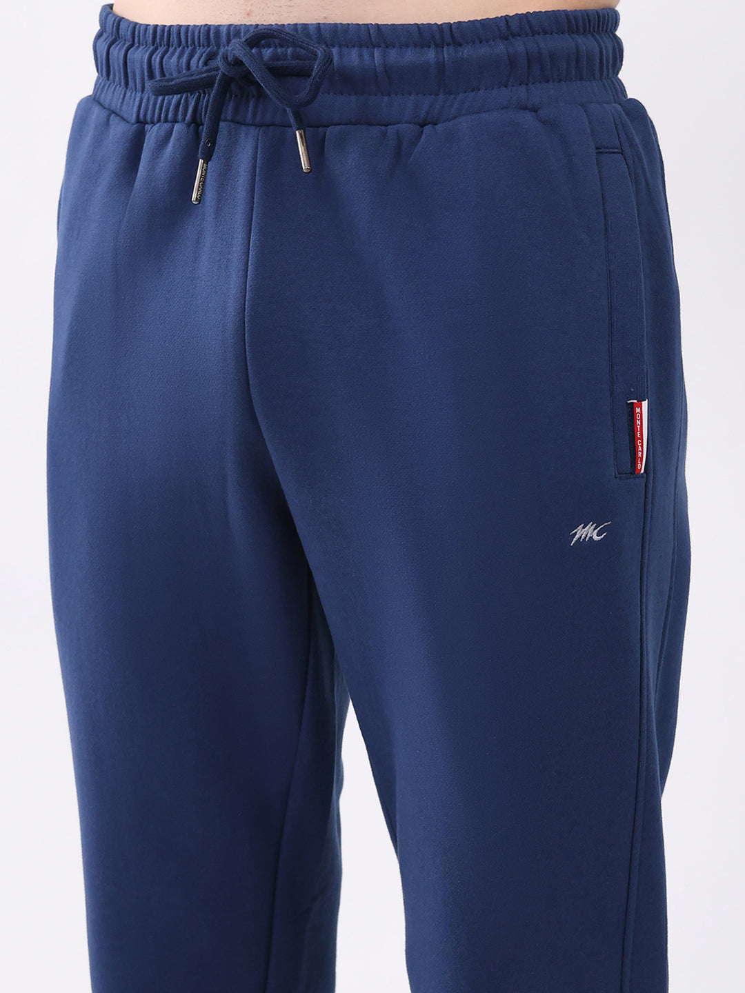 Men Blue Embroidered Collar Full Sleeve Winter Tracksuit