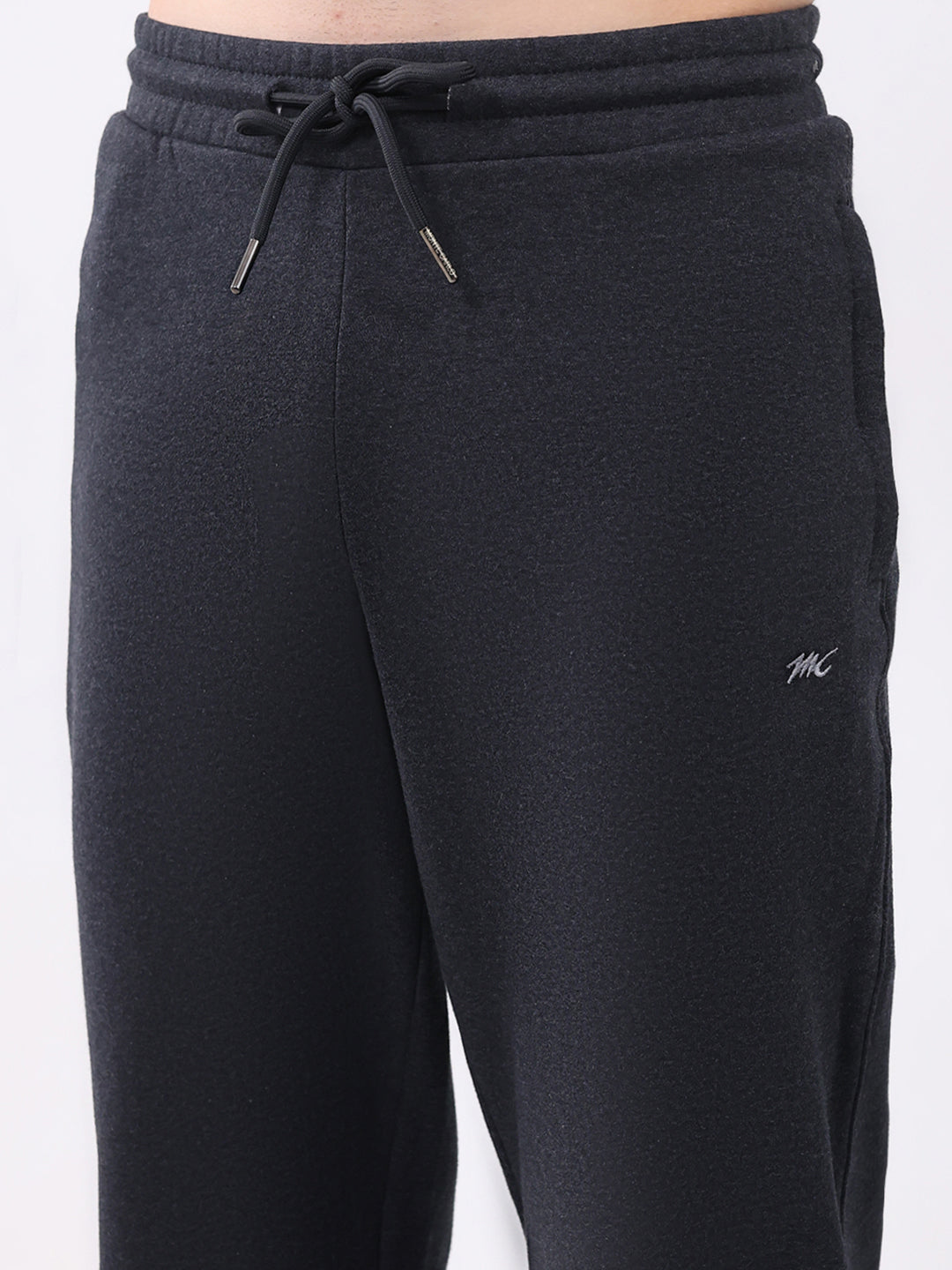 Men Charcoal Printed Collar Full Sleeve Winter Tracksuit