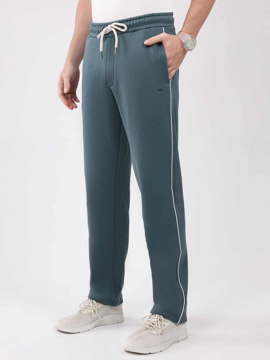 Men Green Printed Collar Full Sleeve Winter Tracksuit