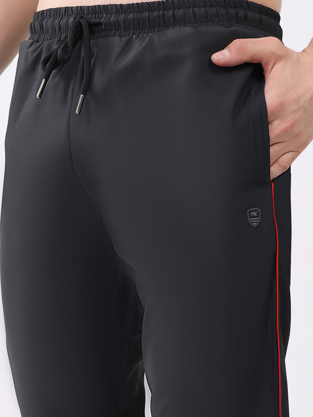 Men Black Printed Round Neck Full Sleeve Winter Tracksuit