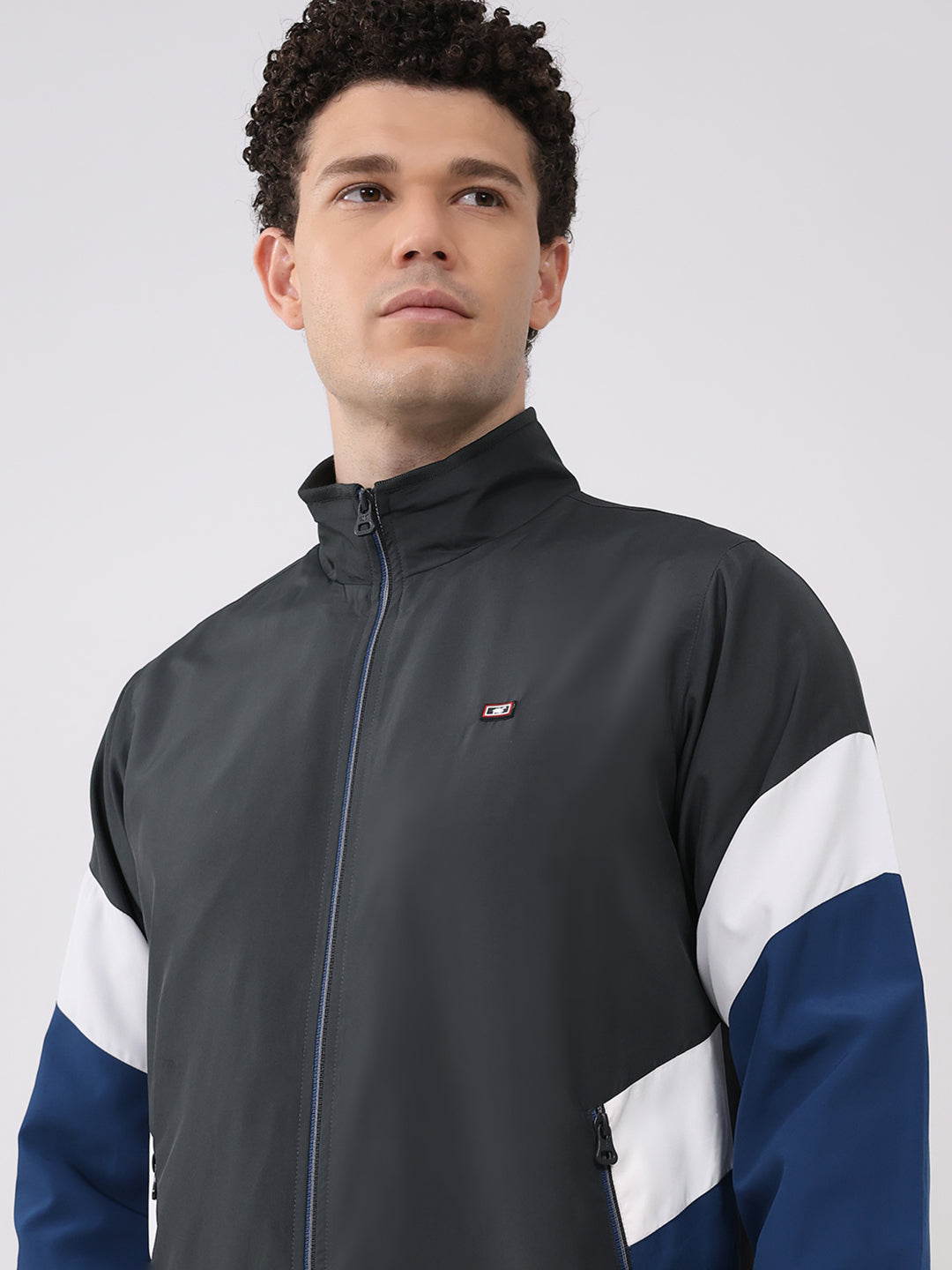 Men Grey Solid Round Neck Full Sleeve Winter Tracksuit