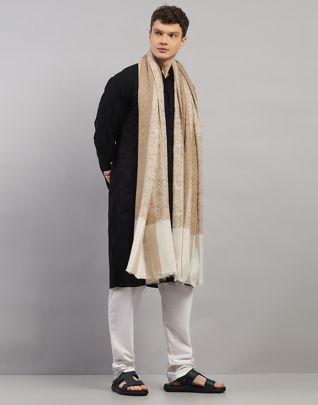 Men Multicolor Self Design Lohi Shawl