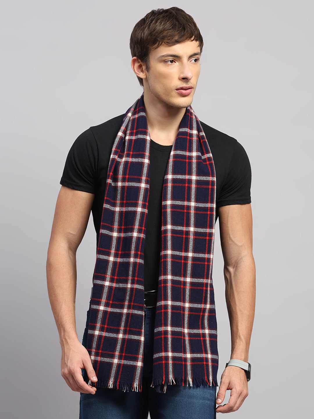 Men Multicolor Self Design Wool Muffler