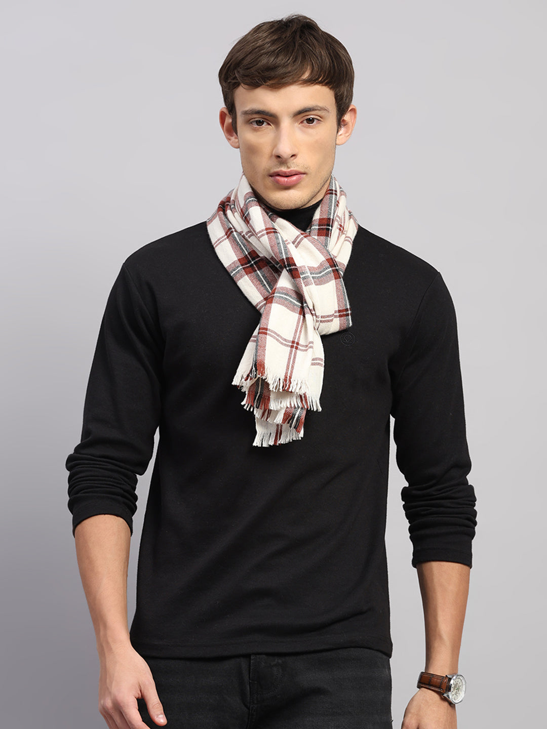 Men Multicolor Self Design Wool Muffler