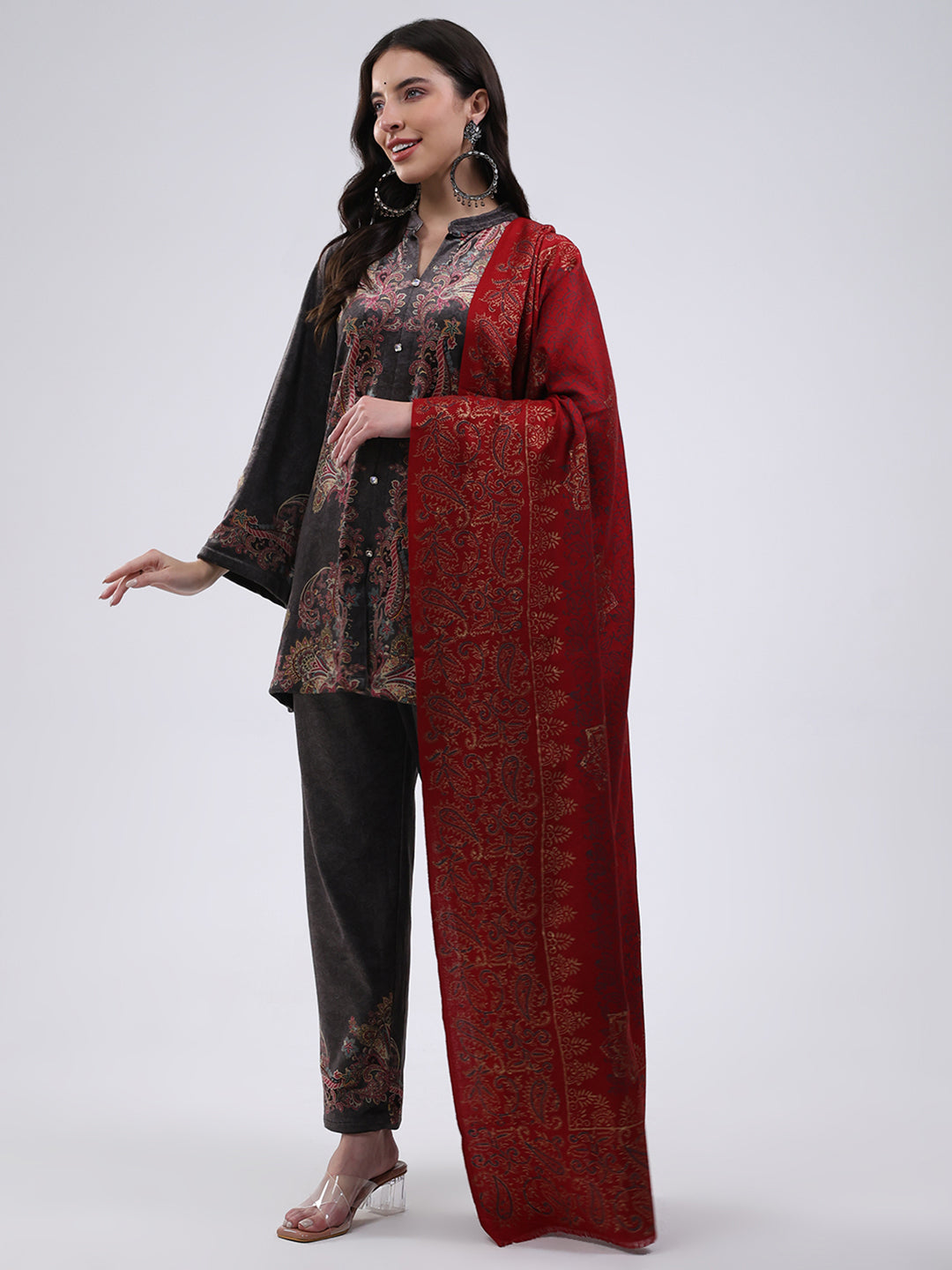 Women Multicolor Self Design Wool Blend Shawl