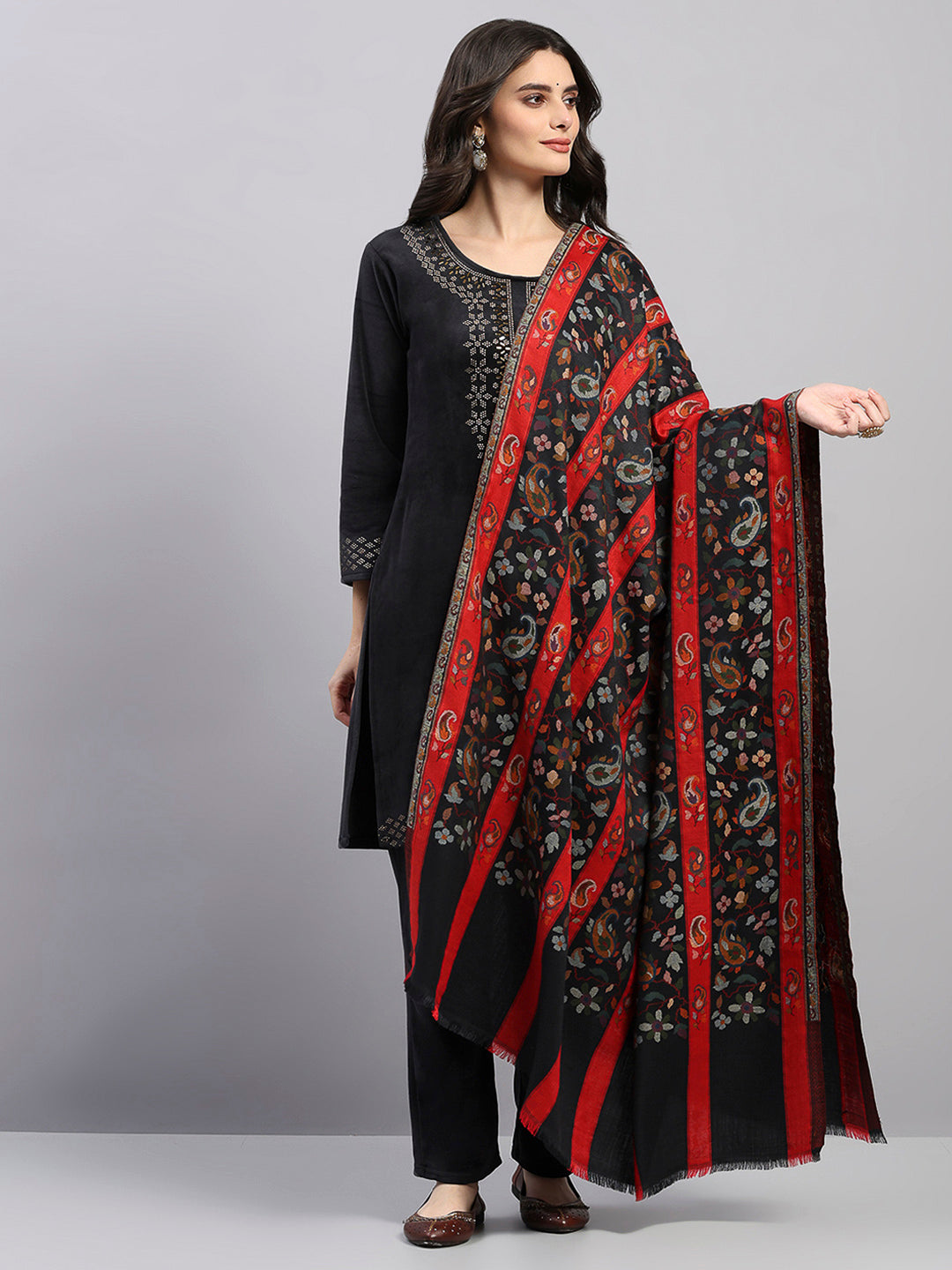 Women Multicolor Printed Wool Blend Shawl