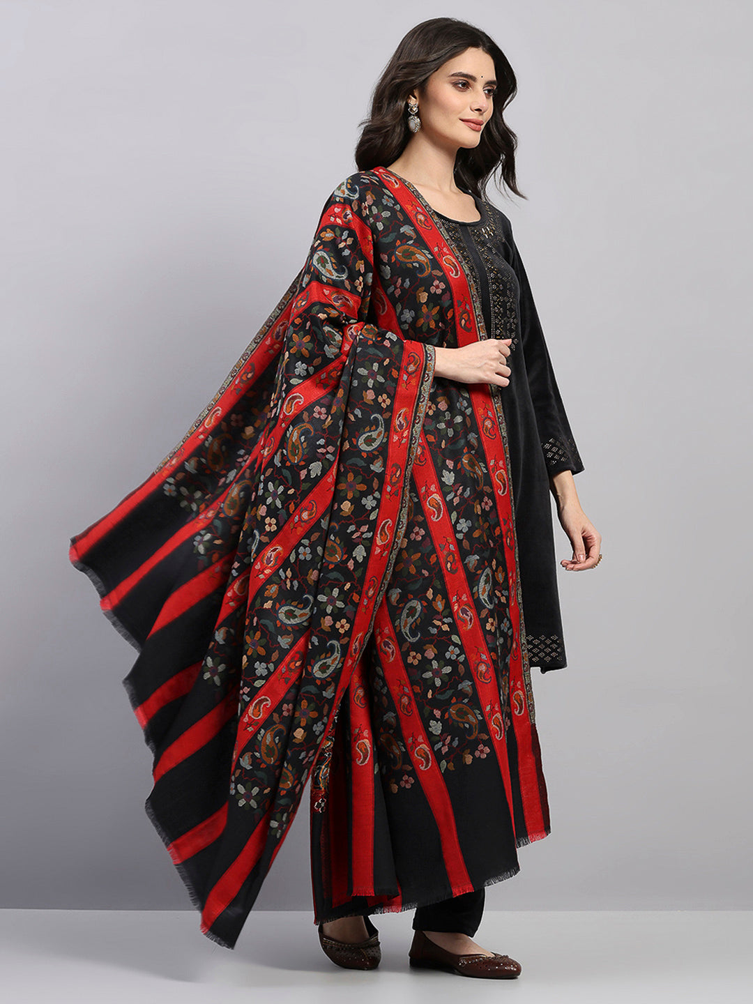 Women Multicolor Printed Wool Blend Shawl