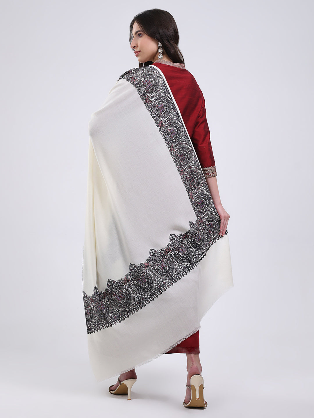Women Multicolor Self Design Wool Blend Shawl
