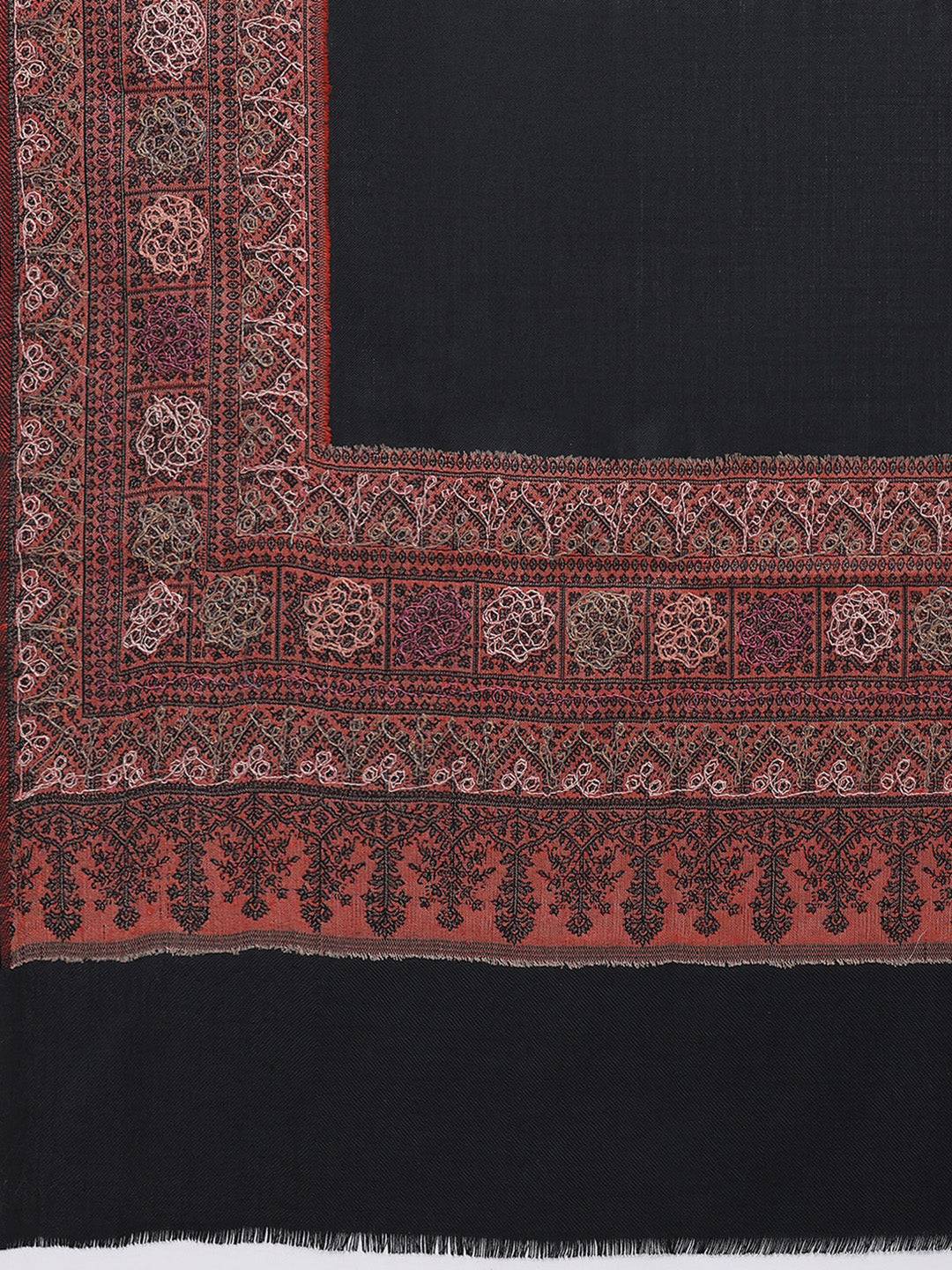 Women Black Printed Wool Blend Shawl