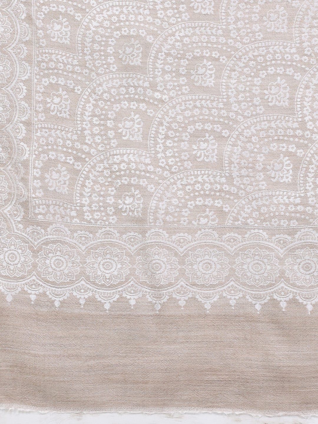 Women Grey Printed Wool Blend Shawl