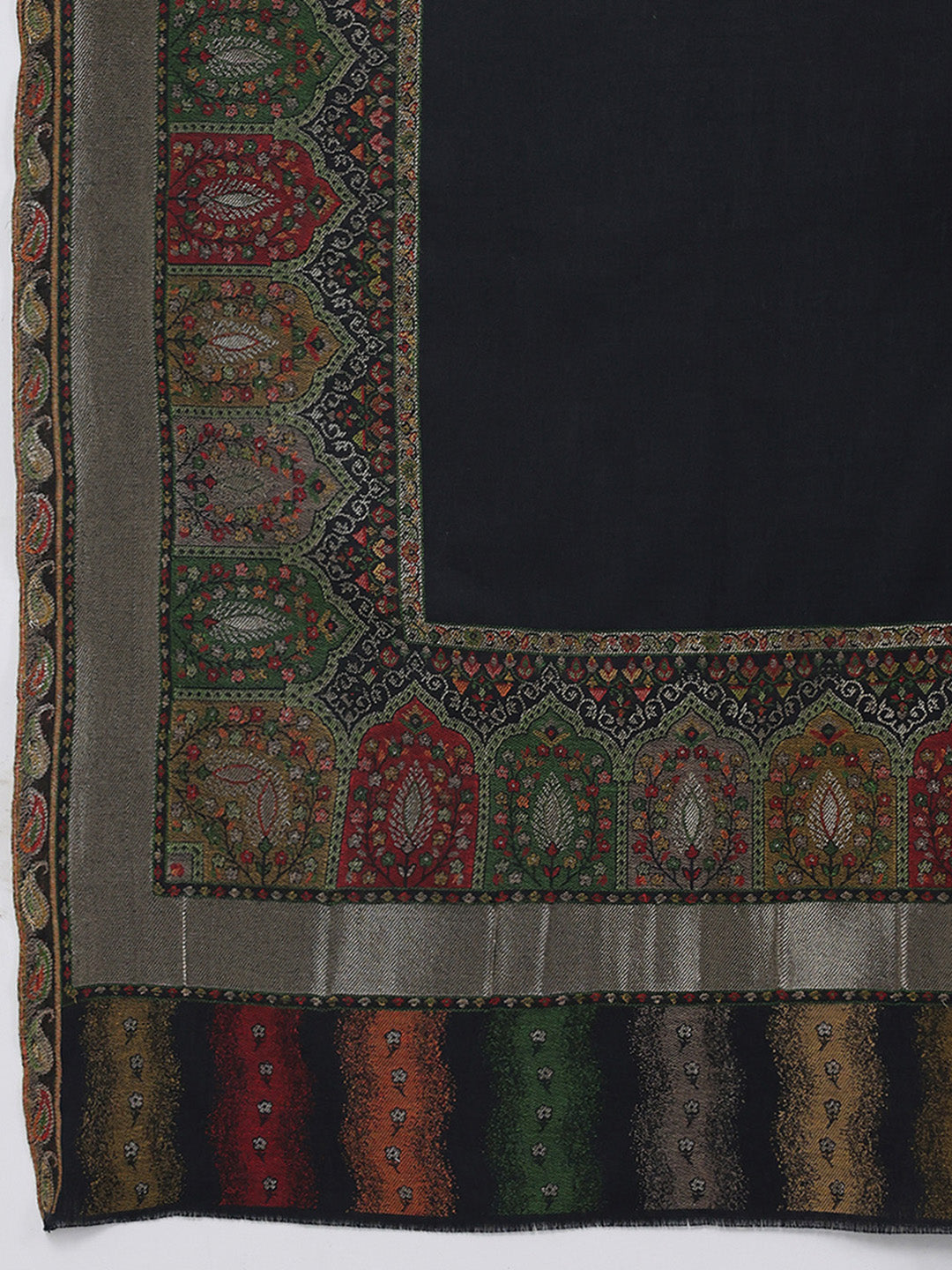 Women Black Printed Wool Blend Shawl