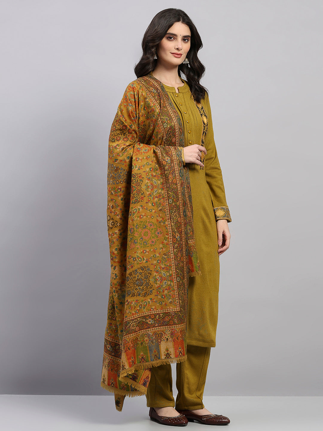 Women Multicolor Printed Wool Blend Shawl