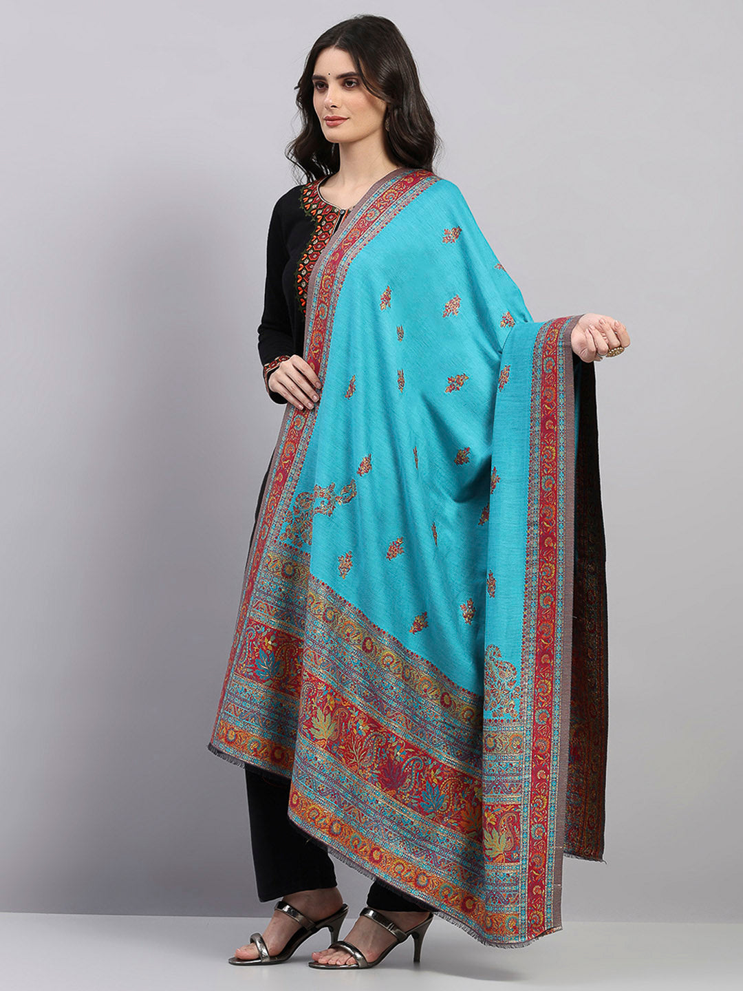 Women Multicolor Printed Wool Blend Shawl