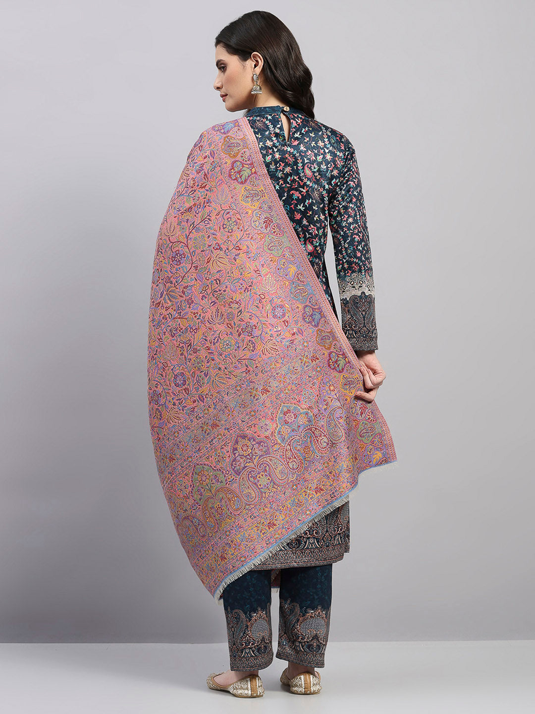 Women Multicolor Printed Wool Blend Shawl