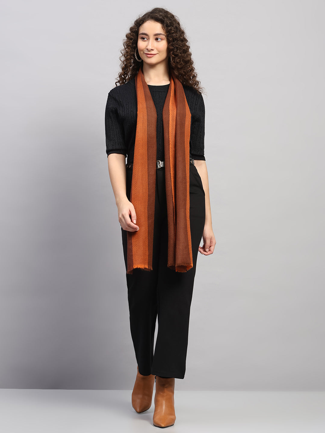 Women Multicolor Self Design Wool Stole