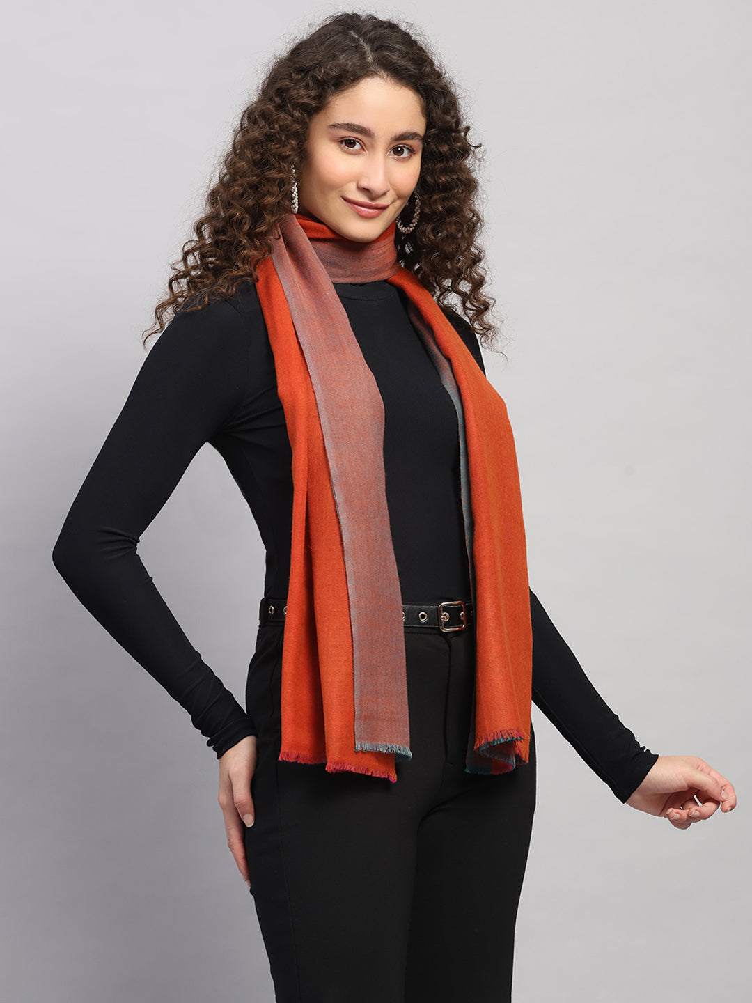 Women Multicolor Self Design Wool Stole