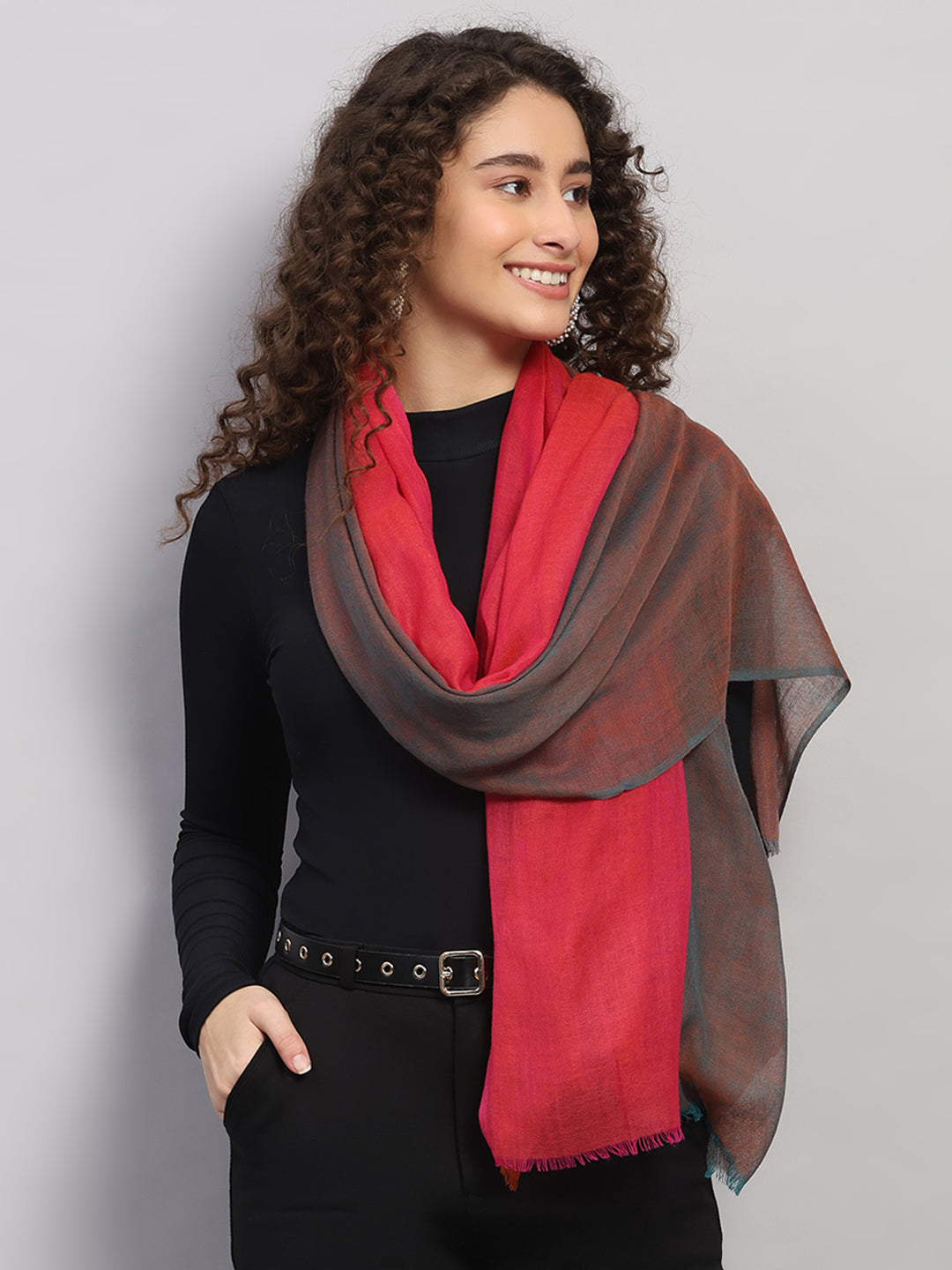 Women Multicolor Self Design Wool Stole