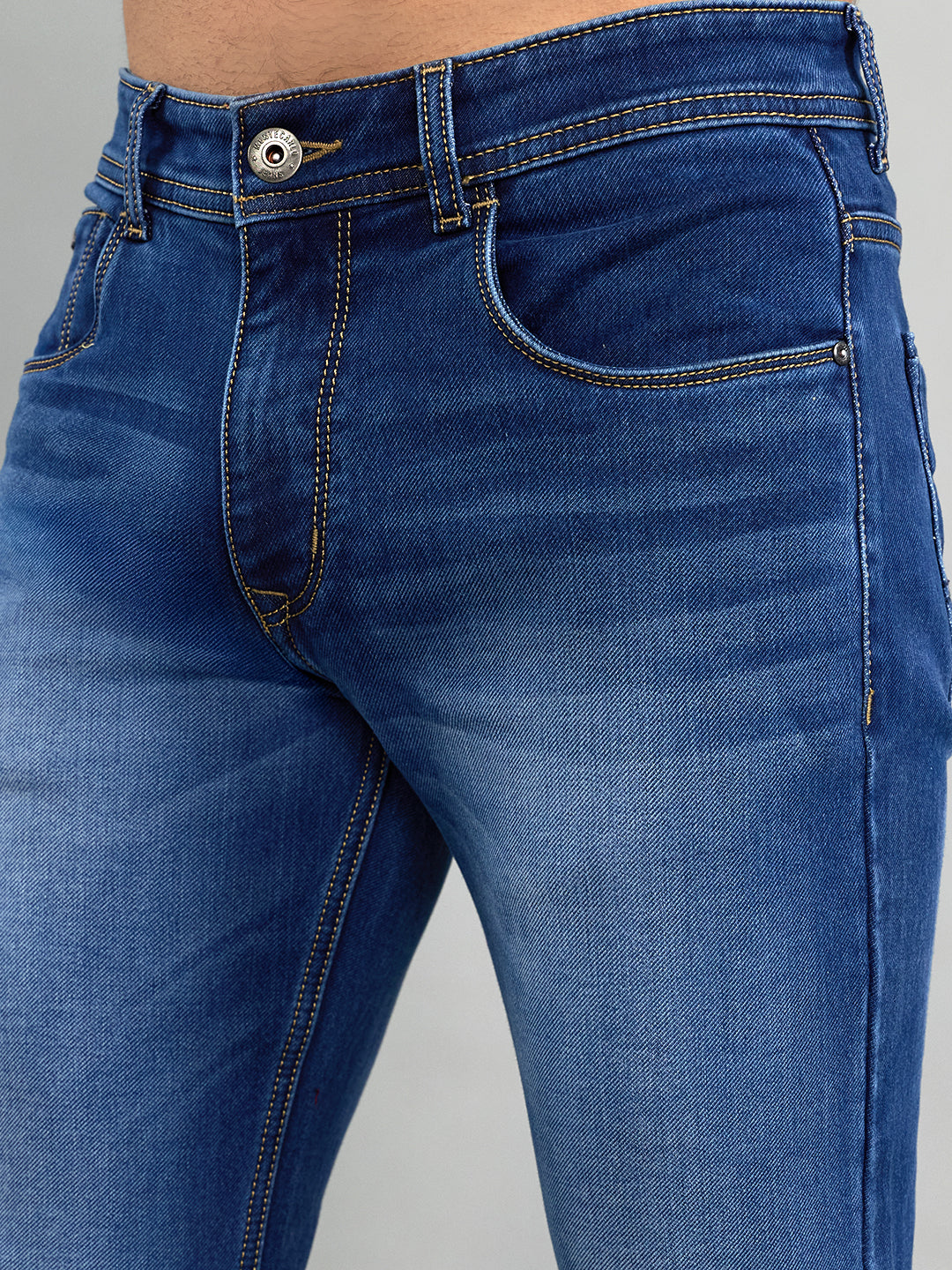 Men Light Blue Light Wash Narrow Fit Denim