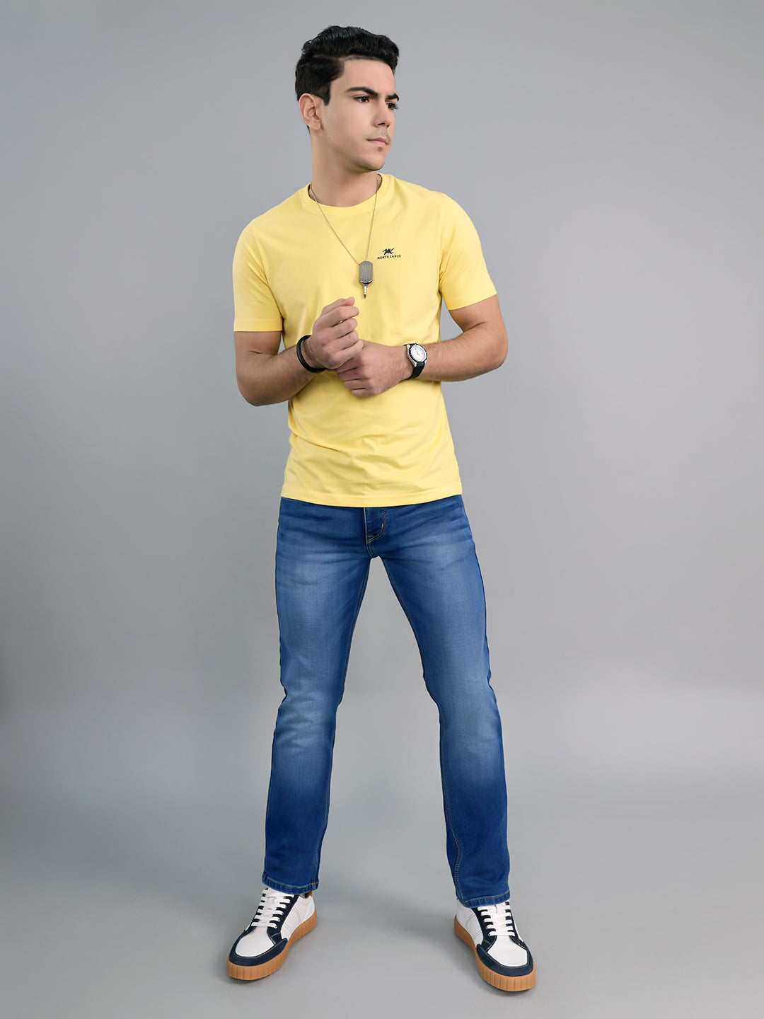 Men Light Blue Light Wash Narrow Fit Denim